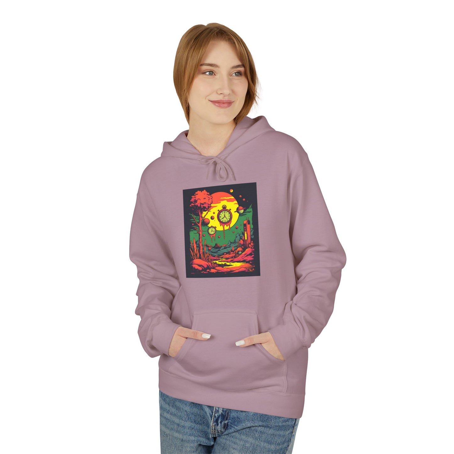Unisex Midweight Softstyle Fleece Hoodie | Surreal Dripping Geometry