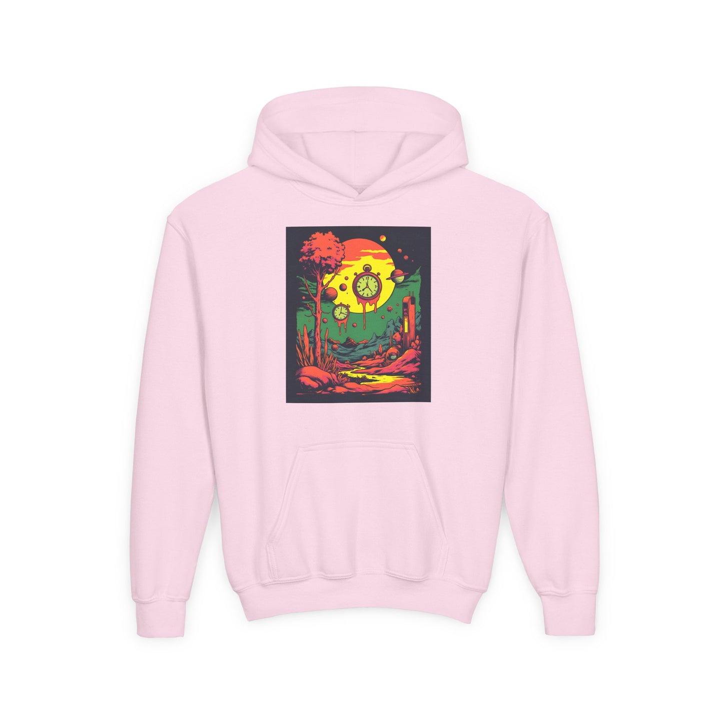 Youth Heavy Blend Hooded Sweatshirt | Surreal Dripping Geometry