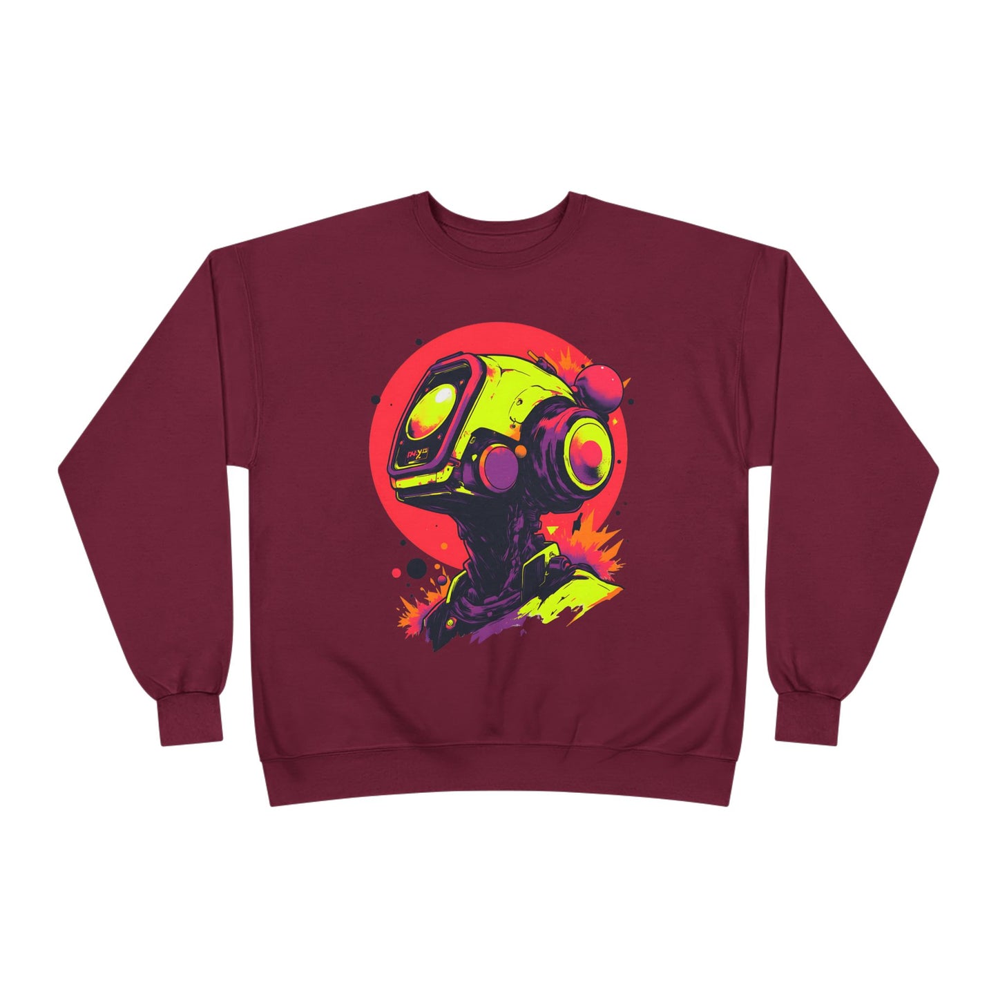 Unisex EcoSmart® Crewneck Sweatshirt | Y2K Abstract Robot T-Shirt Design