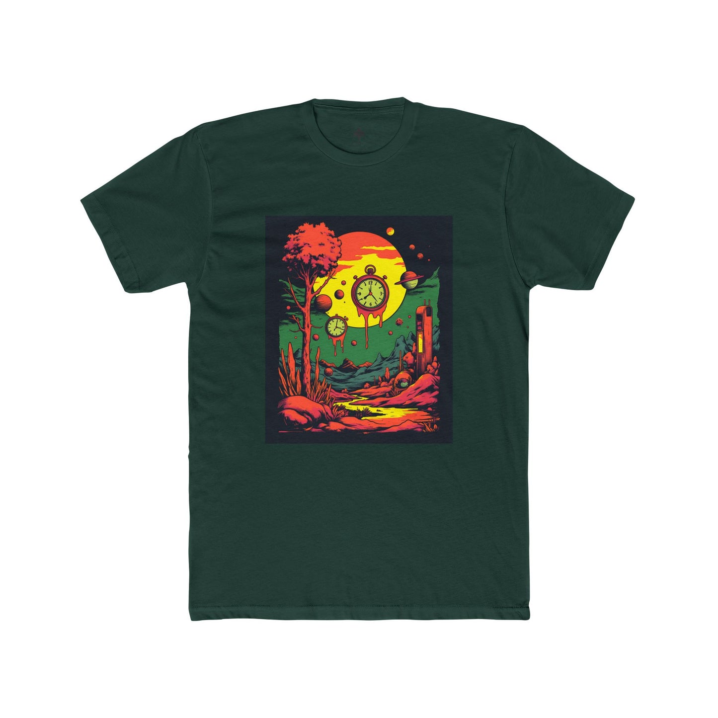 Unisex Cotton Crew Tee | Surreal Dripping Geometry