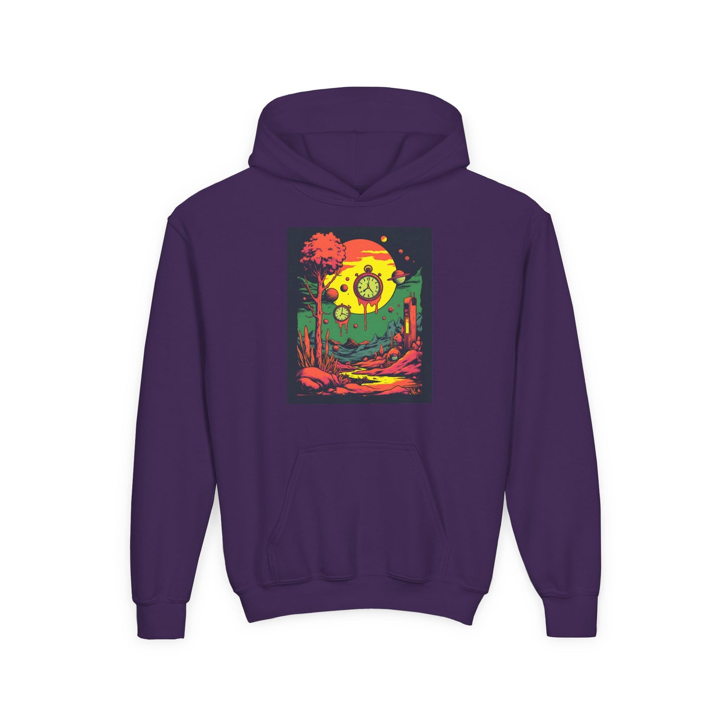 Youth Heavy Blend Hooded Sweatshirt | Surreal Dripping Geometry