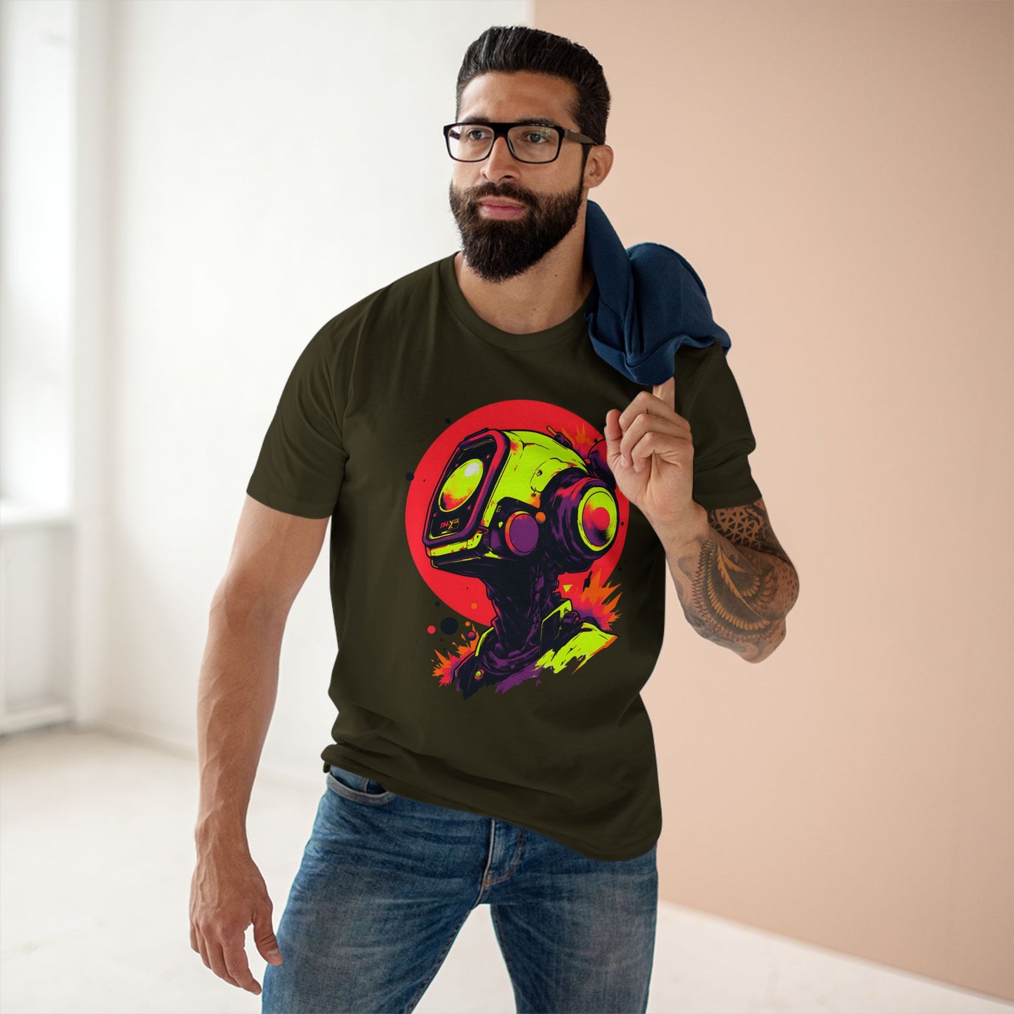 Adult Staple Tee | Y2K Abstract Robot T-Shirt Design