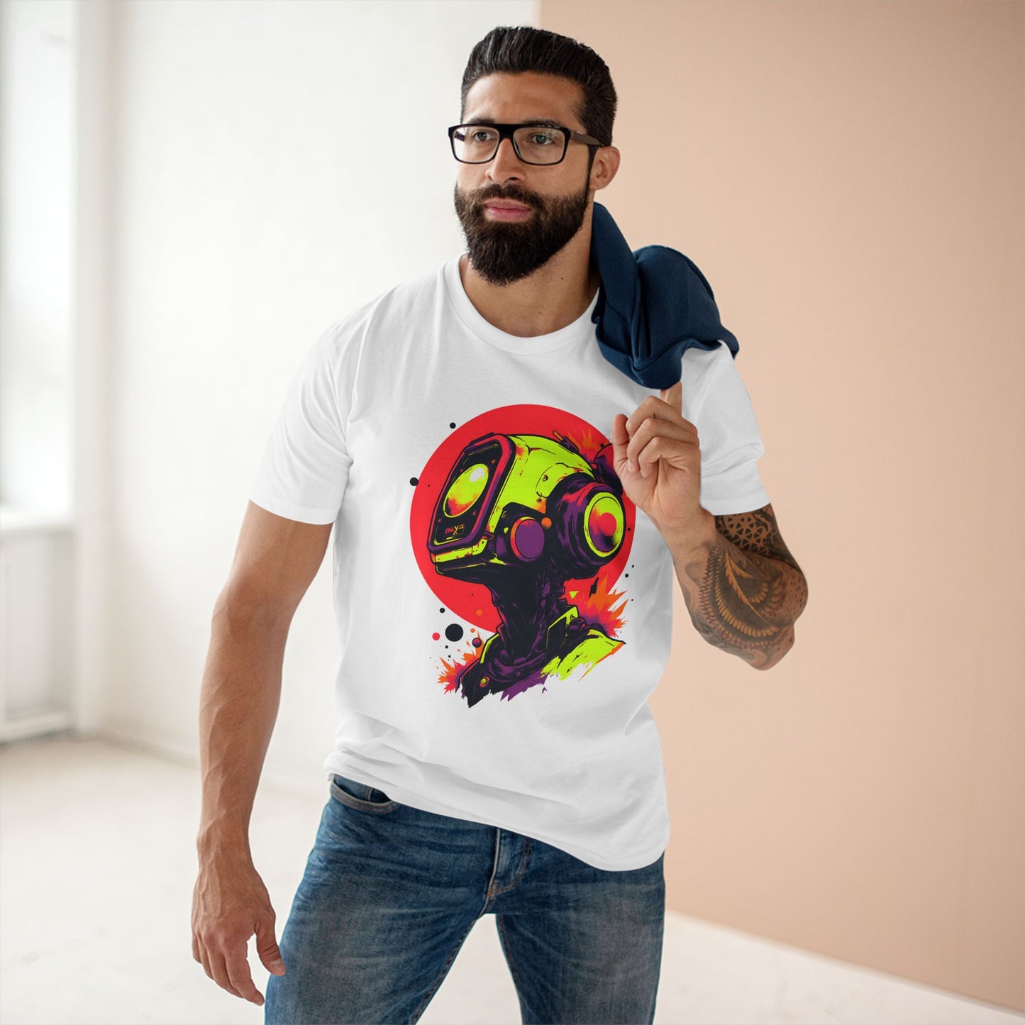 Adult Staple Tee | Y2K Abstract Robot T-Shirt Design