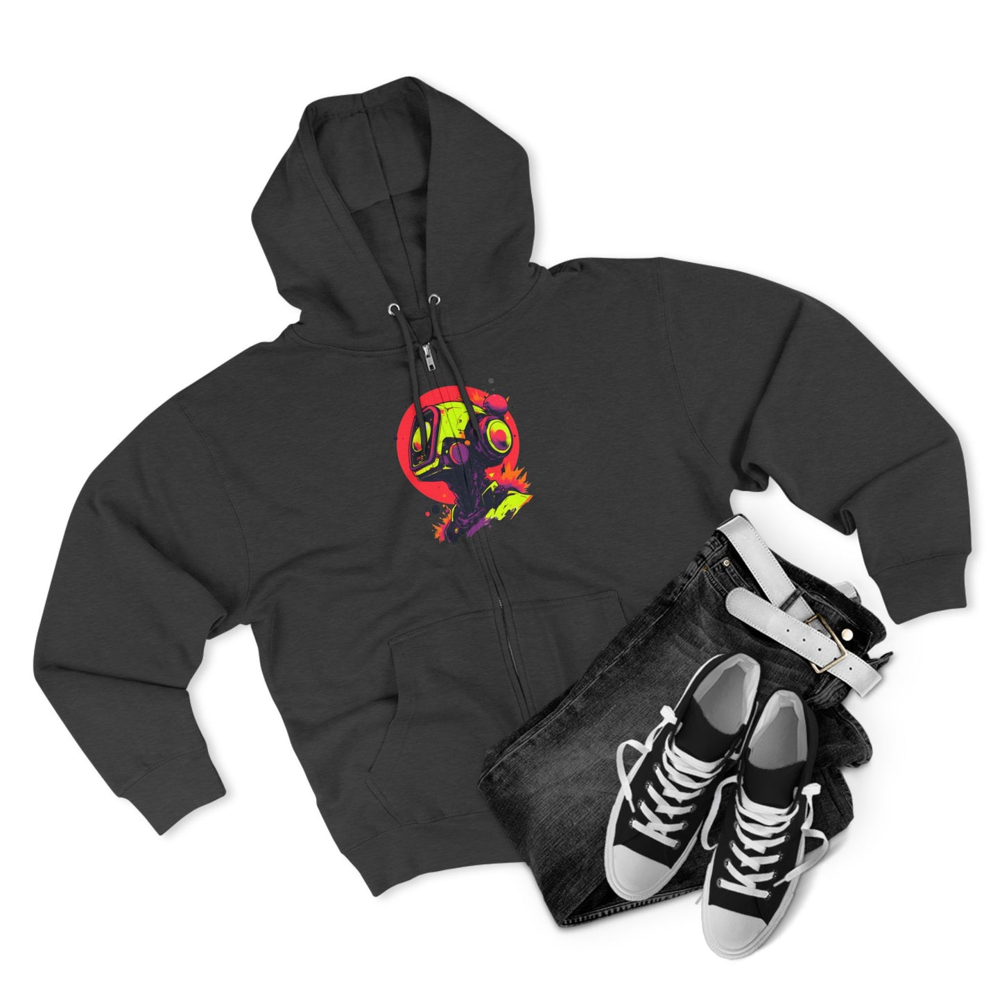 Unisex Zip Hoodie | Y2K Abstract Robot T-Shirt Design