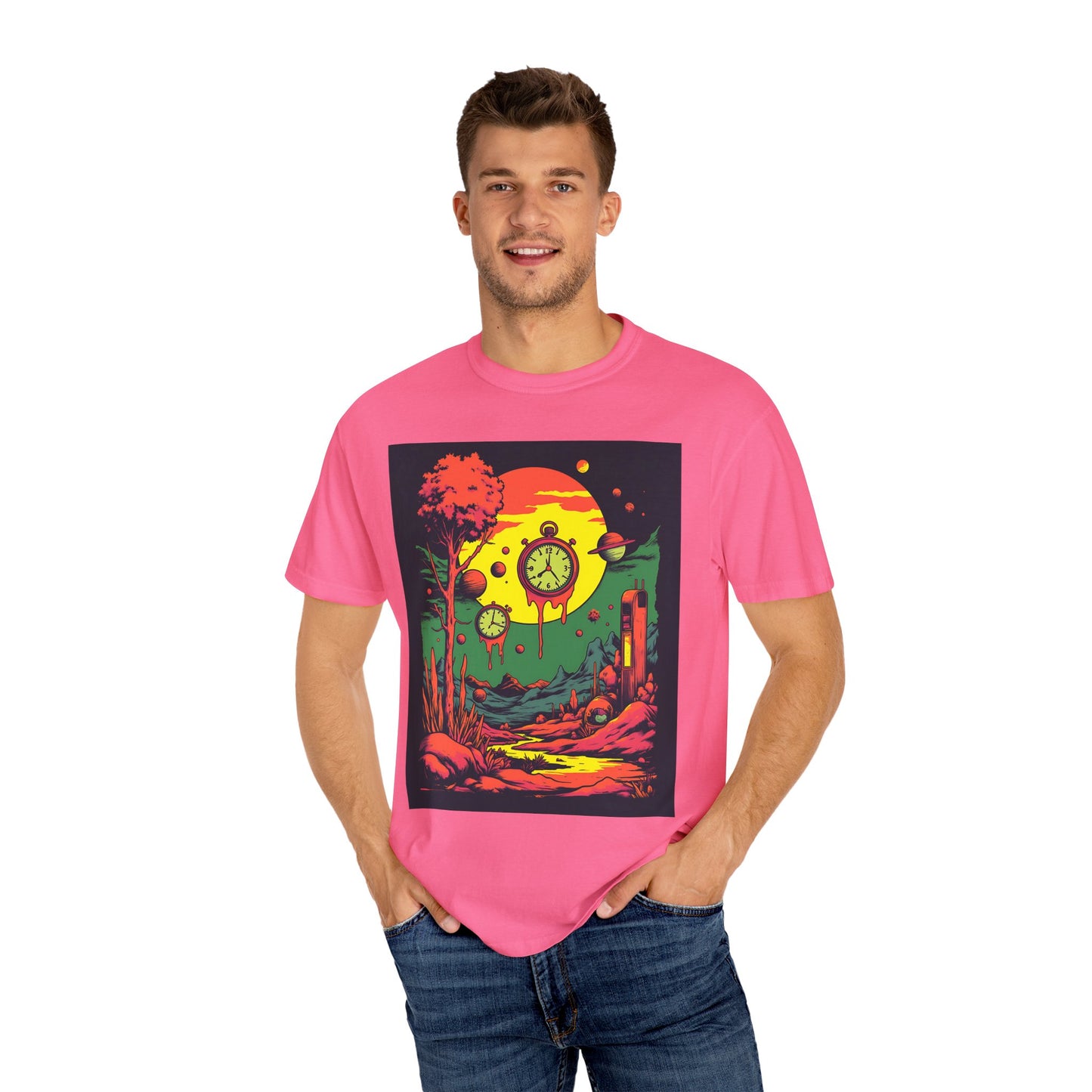 Unisex Garment-Dyed T-shirt | Surreal Dripping Geometry