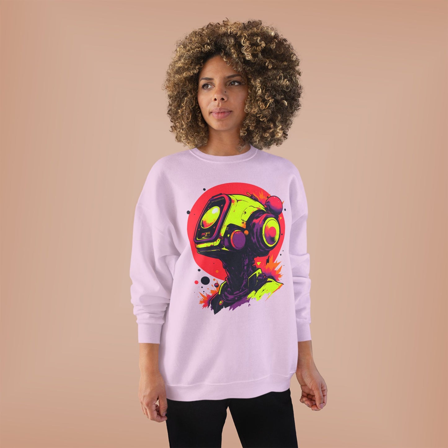 Unisex EcoSmart® Crewneck Sweatshirt | Y2K Abstract Robot T-Shirt Design