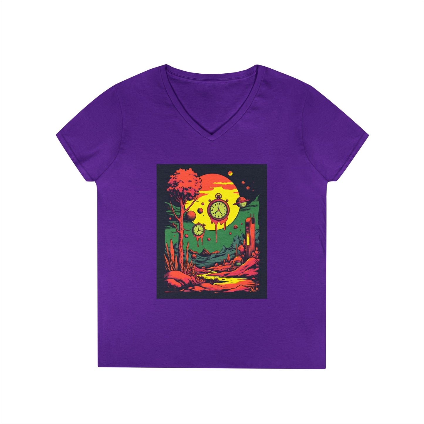 Ladies' V-Neck T-Shirt | Surreal Dripping Geometry