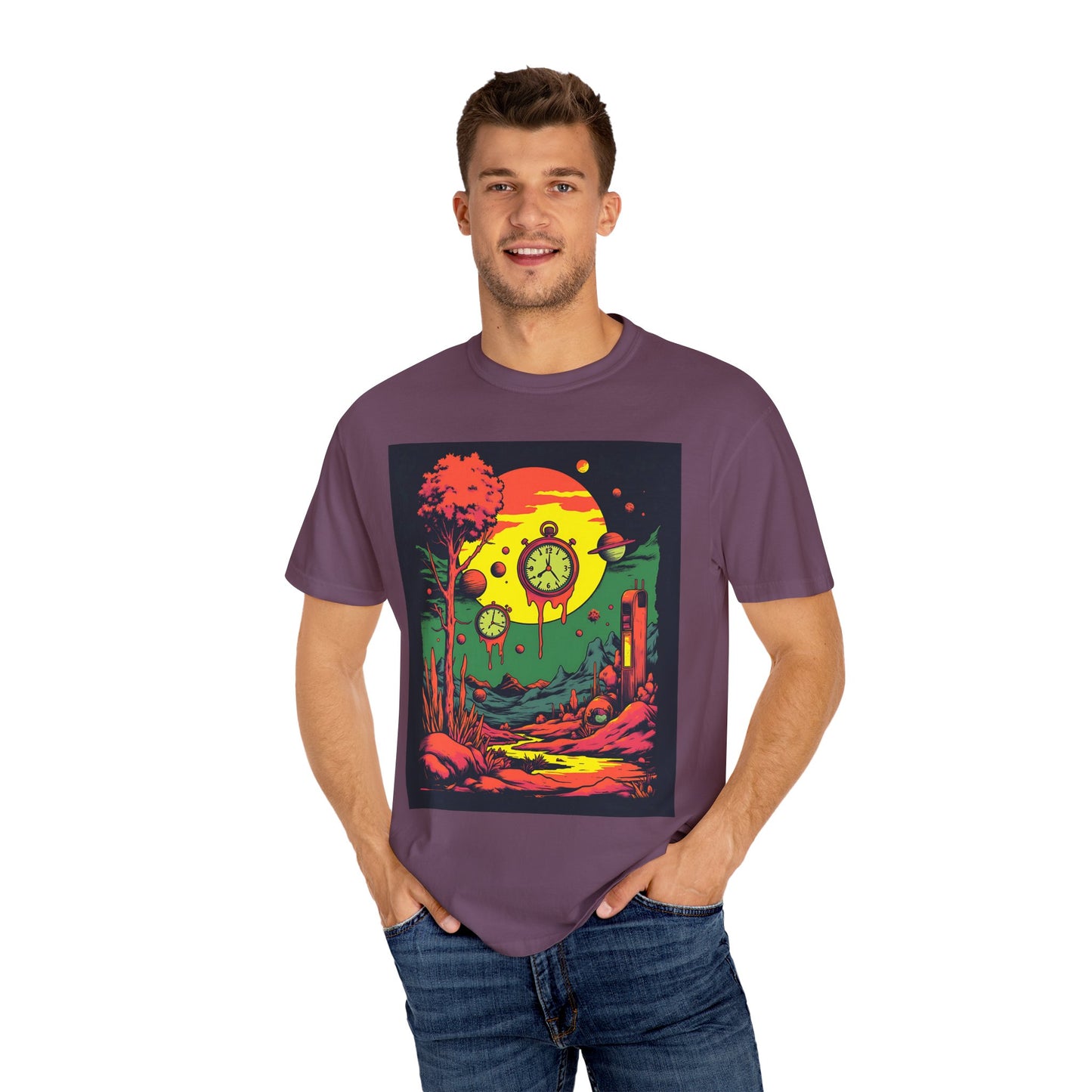 Unisex Garment-Dyed T-shirt | Surreal Dripping Geometry