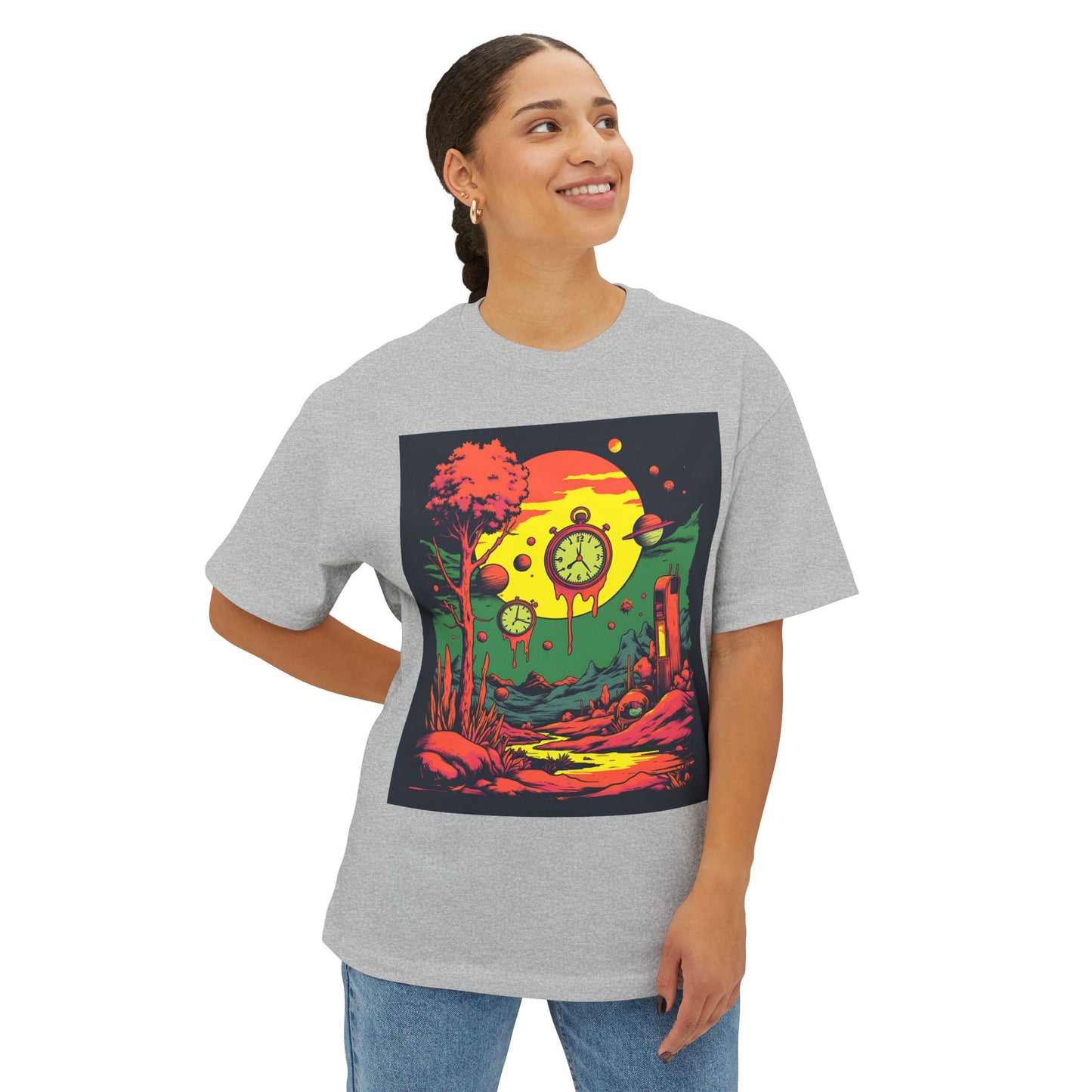 Unisex Oversized Boxy Tee | Surreal Dripping Geometry
