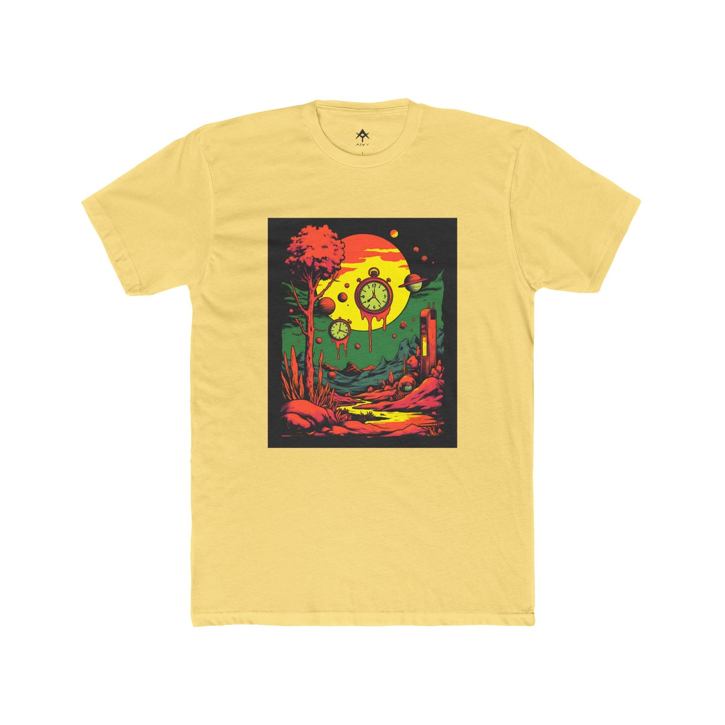 Unisex Cotton Crew Tee | Surreal Dripping Geometry