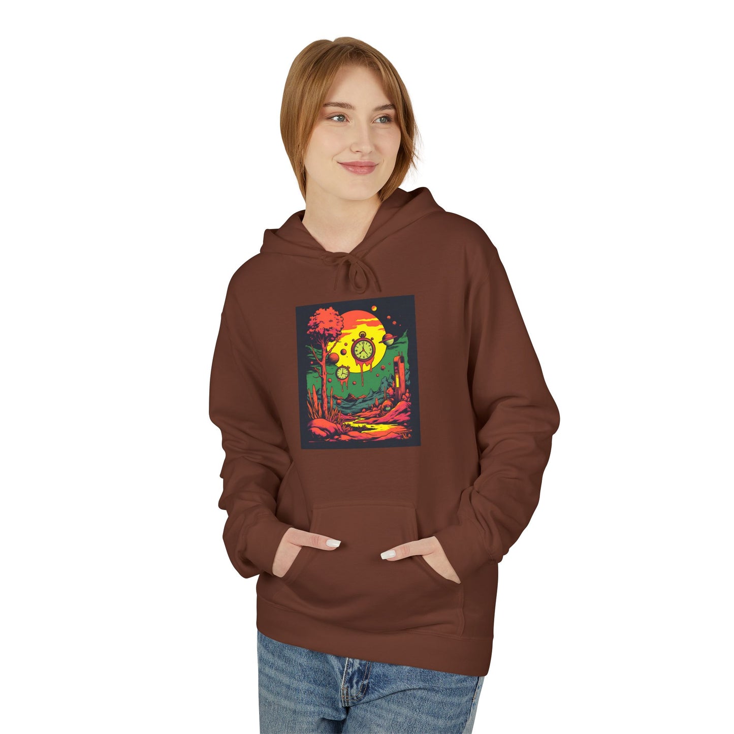 Unisex Midweight Softstyle Fleece Hoodie | Surreal Dripping Geometry