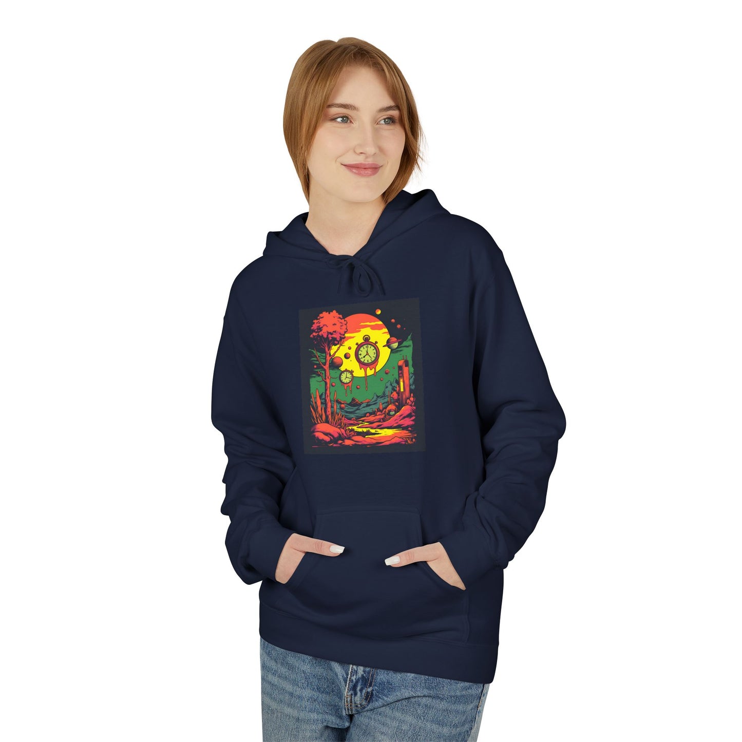 Unisex Midweight Softstyle Fleece Hoodie | Surreal Dripping Geometry