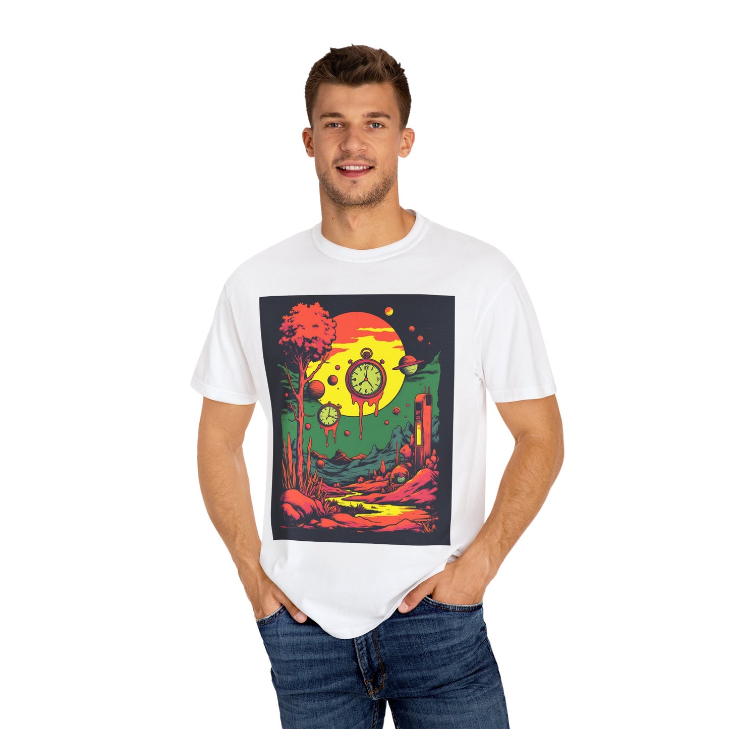 Unisex Garment-Dyed T-shirt | Surreal Dripping Geometry