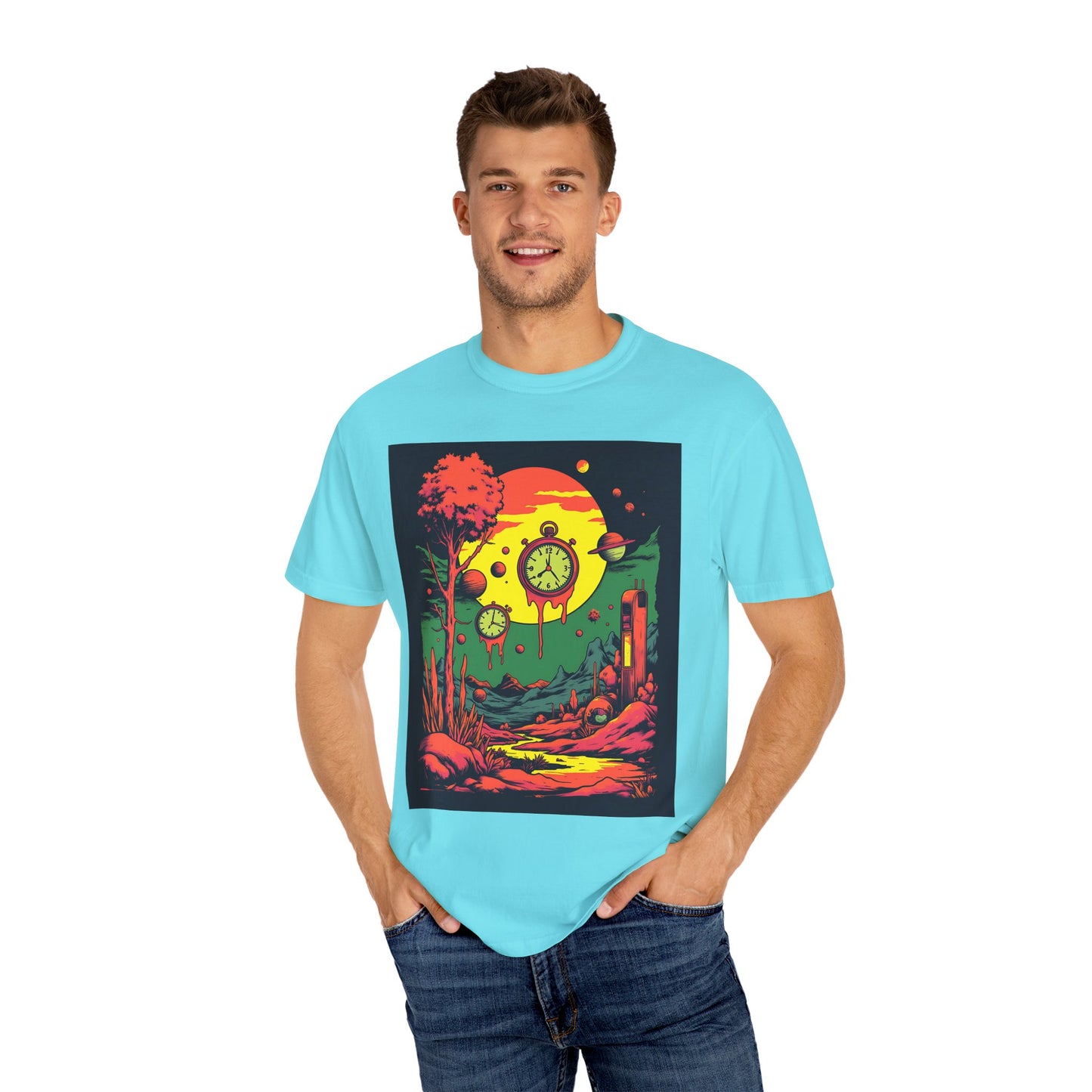 Unisex Garment-Dyed T-shirt | Surreal Dripping Geometry