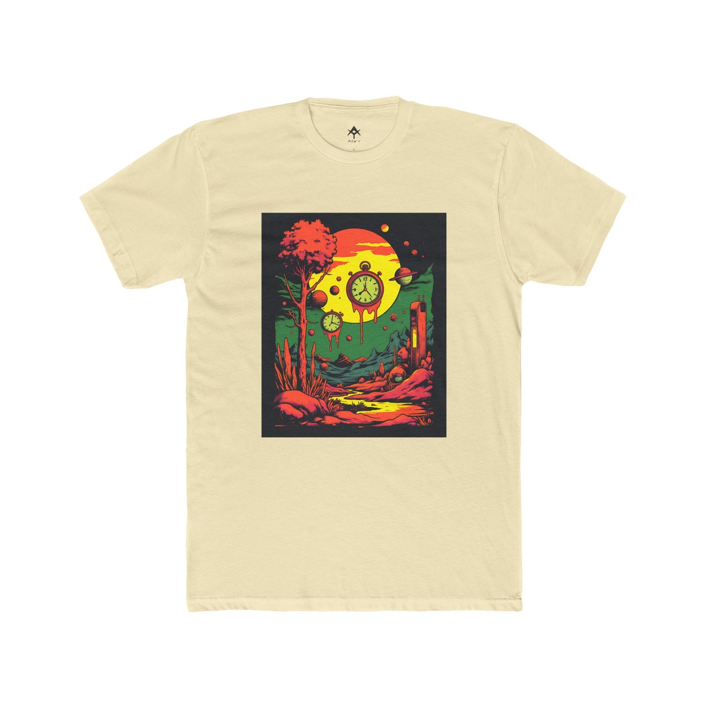 Unisex Cotton Crew Tee | Surreal Dripping Geometry