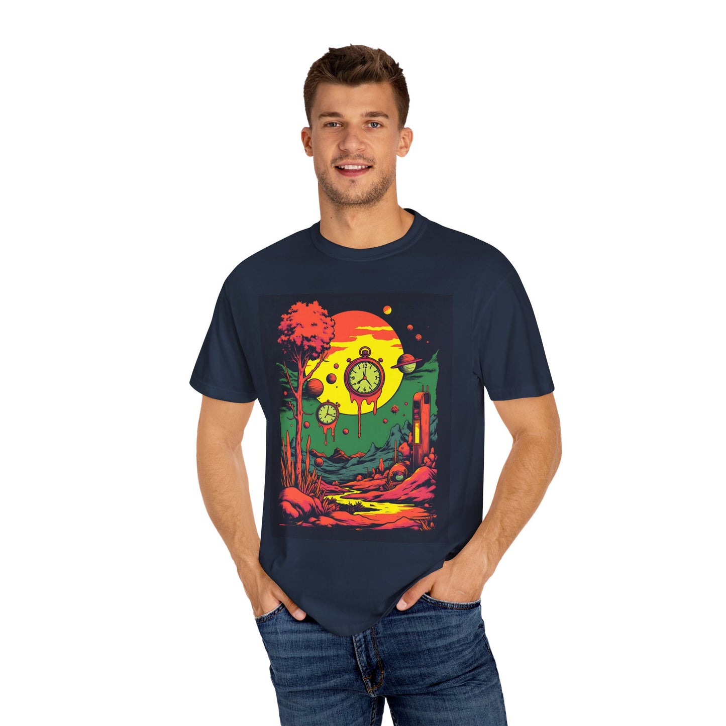 Unisex Garment-Dyed T-shirt | Surreal Dripping Geometry