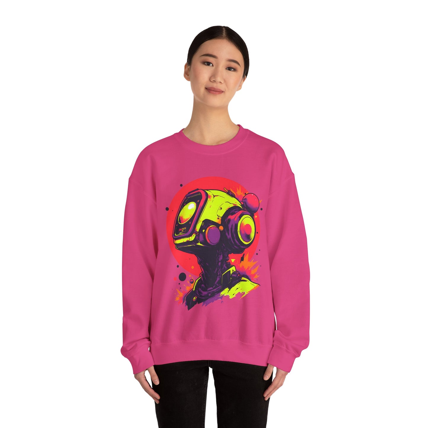 Unisex Heavy Blend™ Crewneck Sweatshirt | Y2K Abstract Robot T-Shirt Design