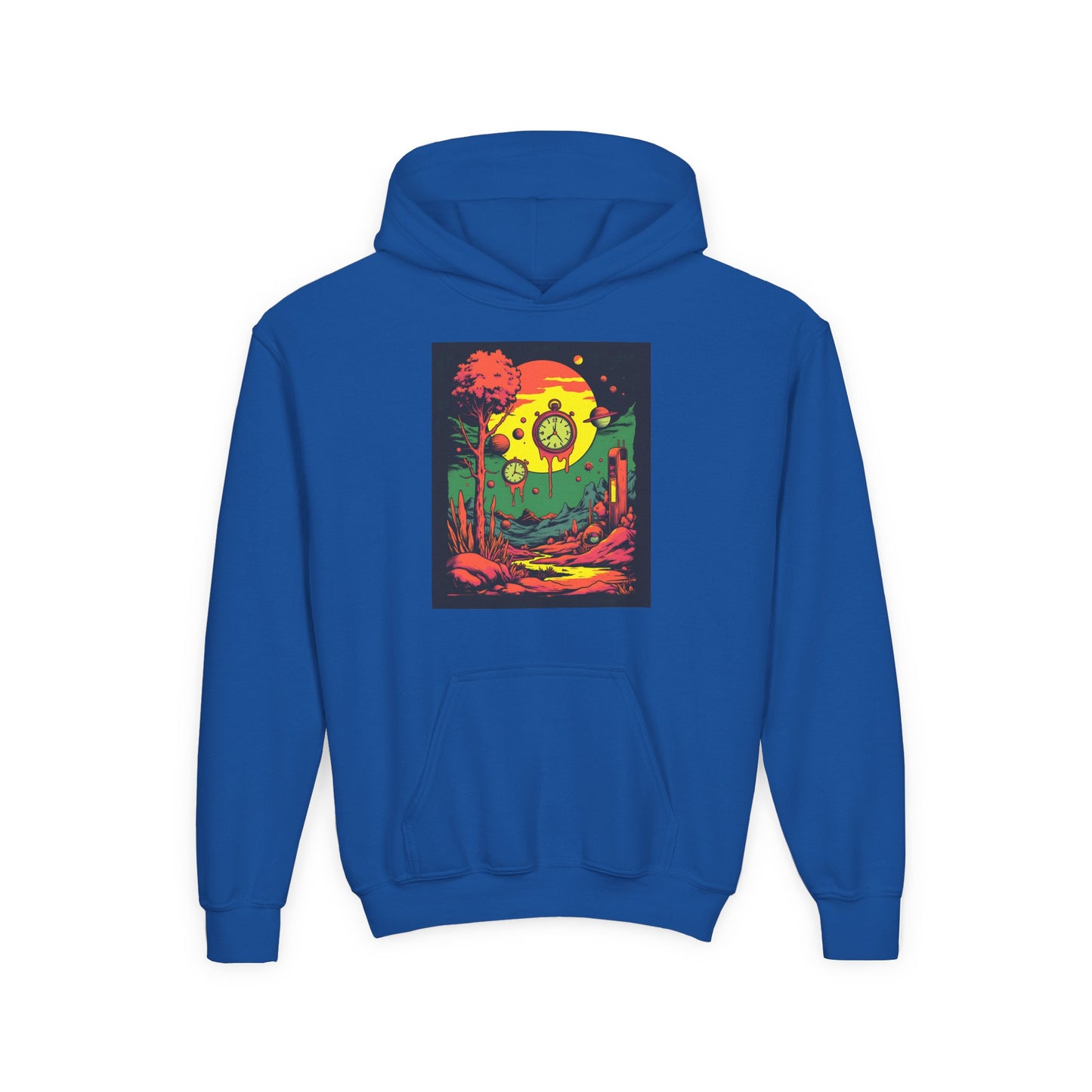 Youth Heavy Blend Hooded Sweatshirt | Surreal Dripping Geometry
