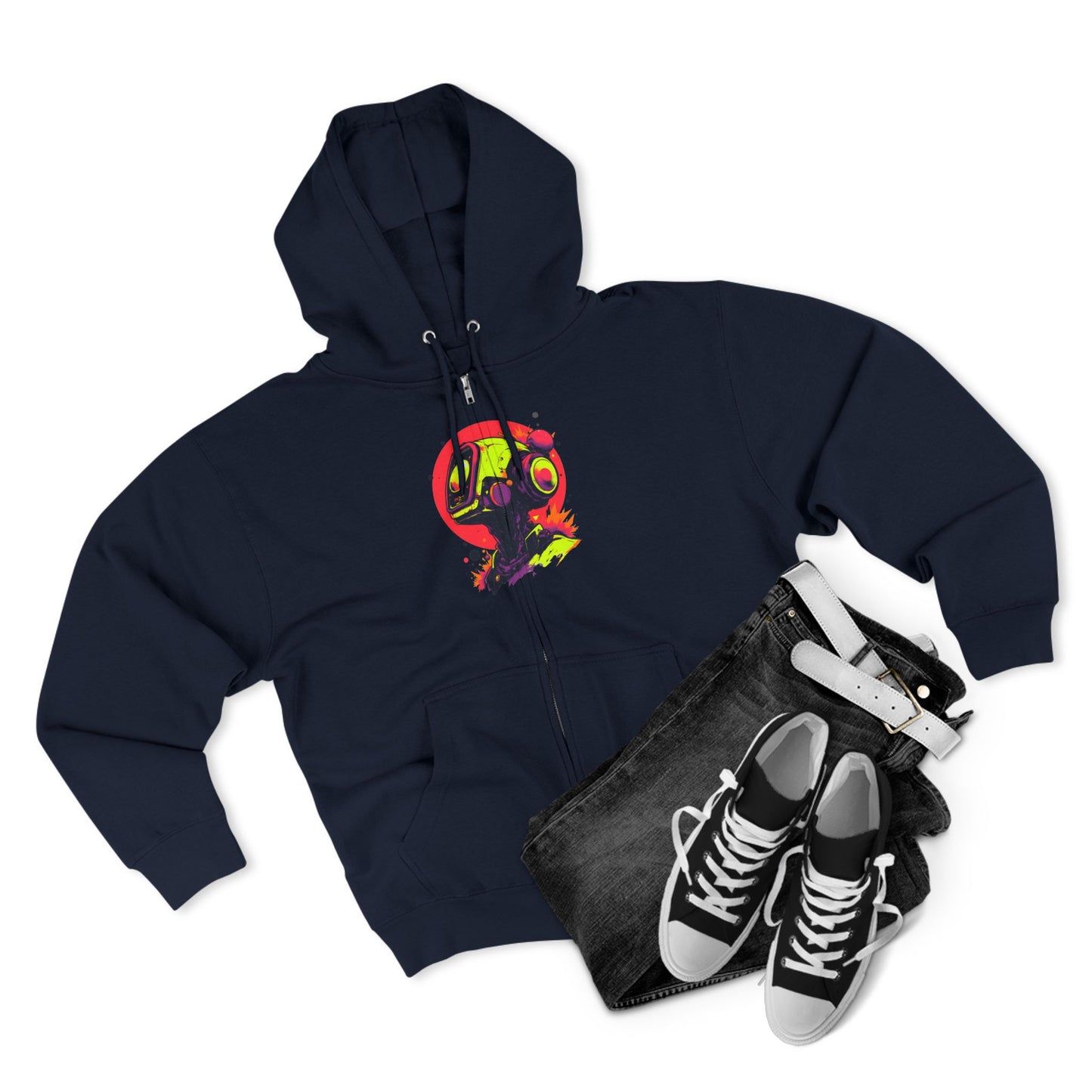 Unisex Zip Hoodie | Y2K Abstract Robot T-Shirt Design