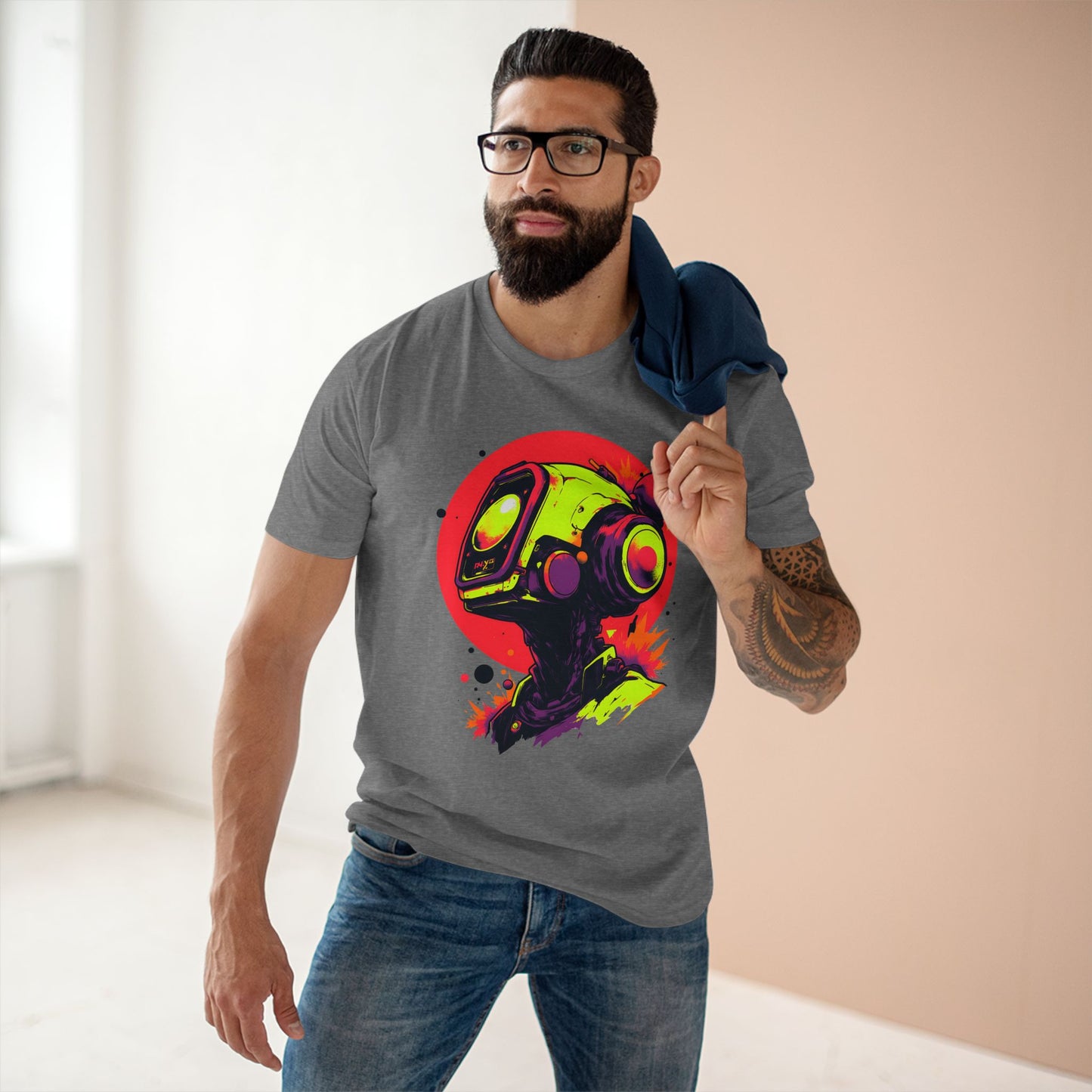 Adult Staple Tee | Y2K Abstract Robot T-Shirt Design