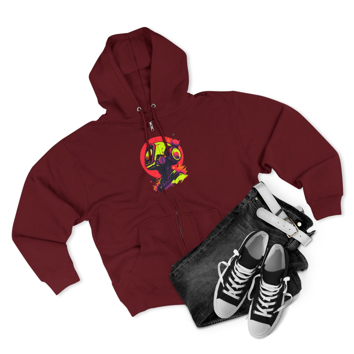 Unisex Zip Hoodie | Y2K Abstract Robot T-Shirt Design