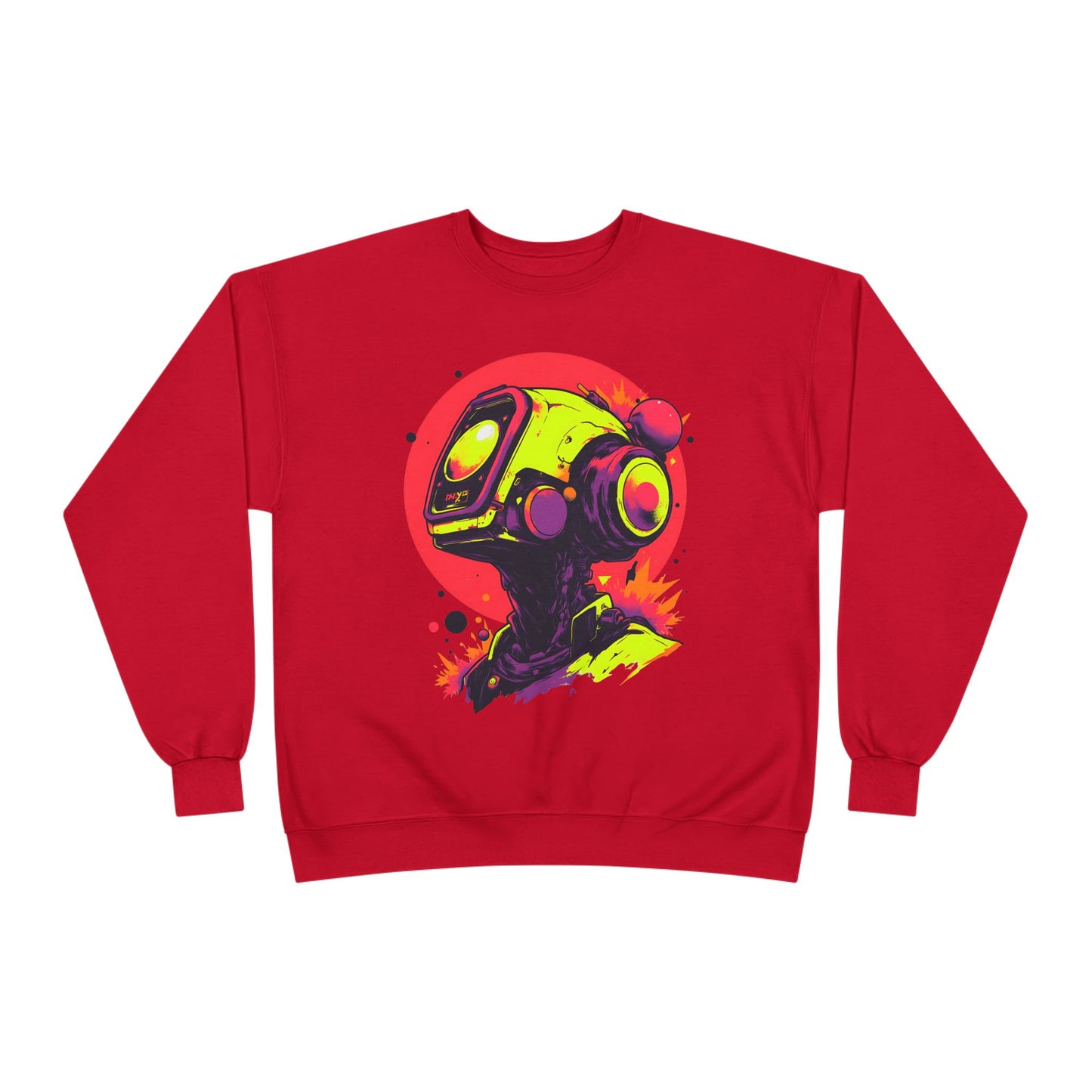 Unisex EcoSmart® Crewneck Sweatshirt | Y2K Abstract Robot T-Shirt Design
