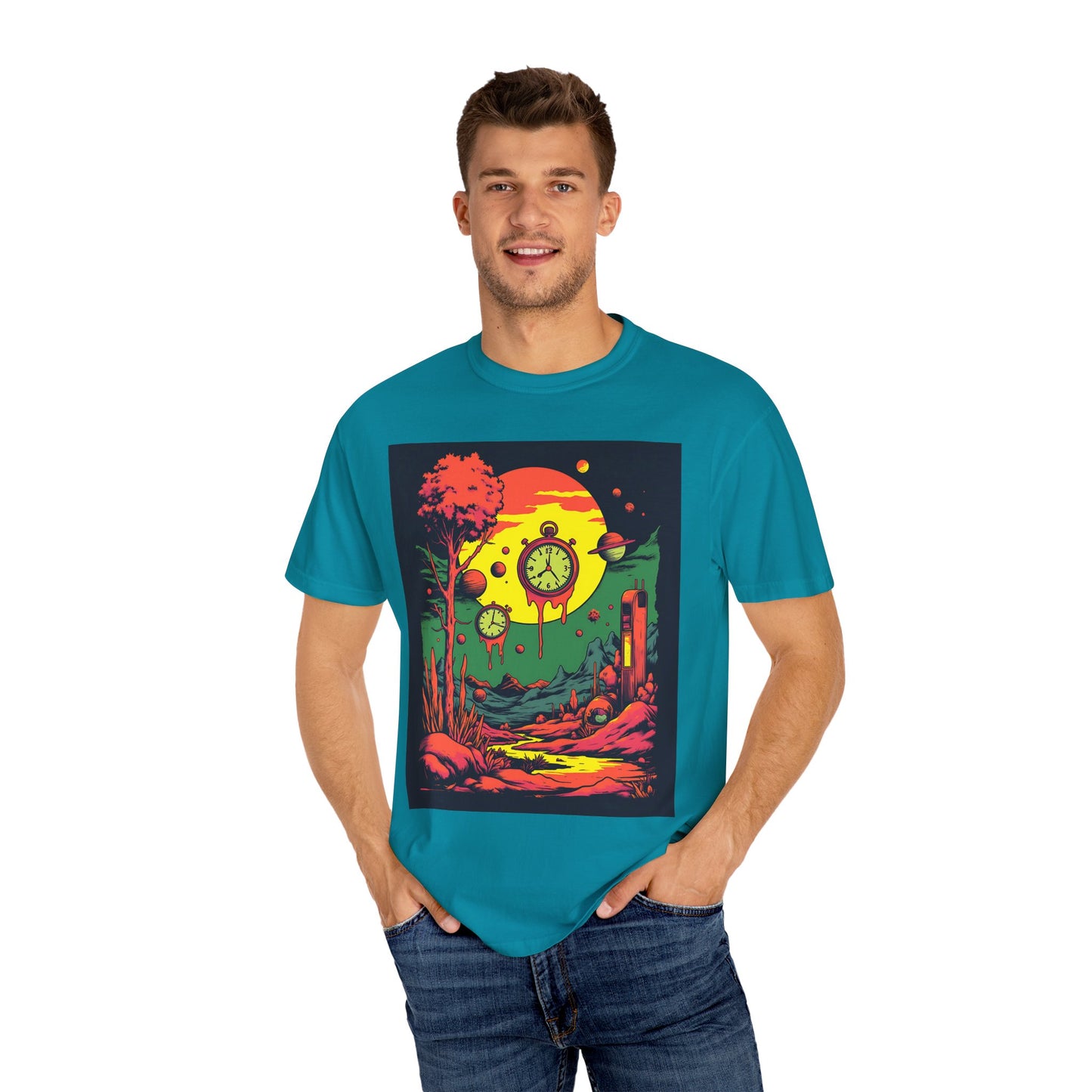 Unisex Garment-Dyed T-shirt | Surreal Dripping Geometry