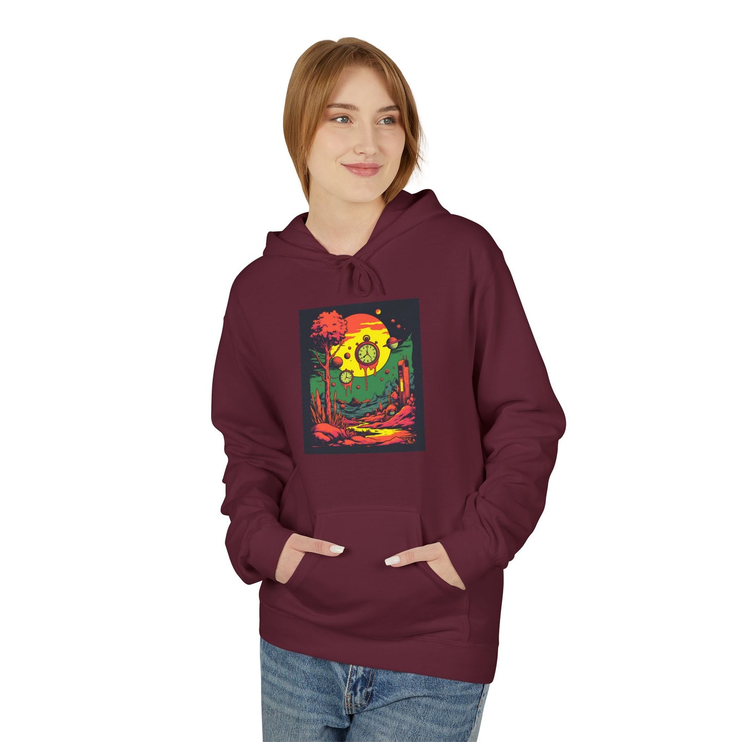 Unisex Midweight Softstyle Fleece Hoodie | Surreal Dripping Geometry