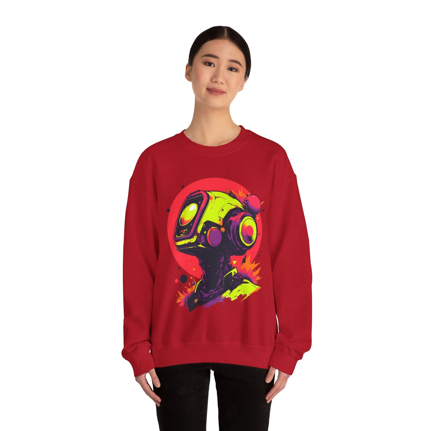 Unisex Heavy Blend™ Crewneck Sweatshirt | Y2K Abstract Robot T-Shirt Design