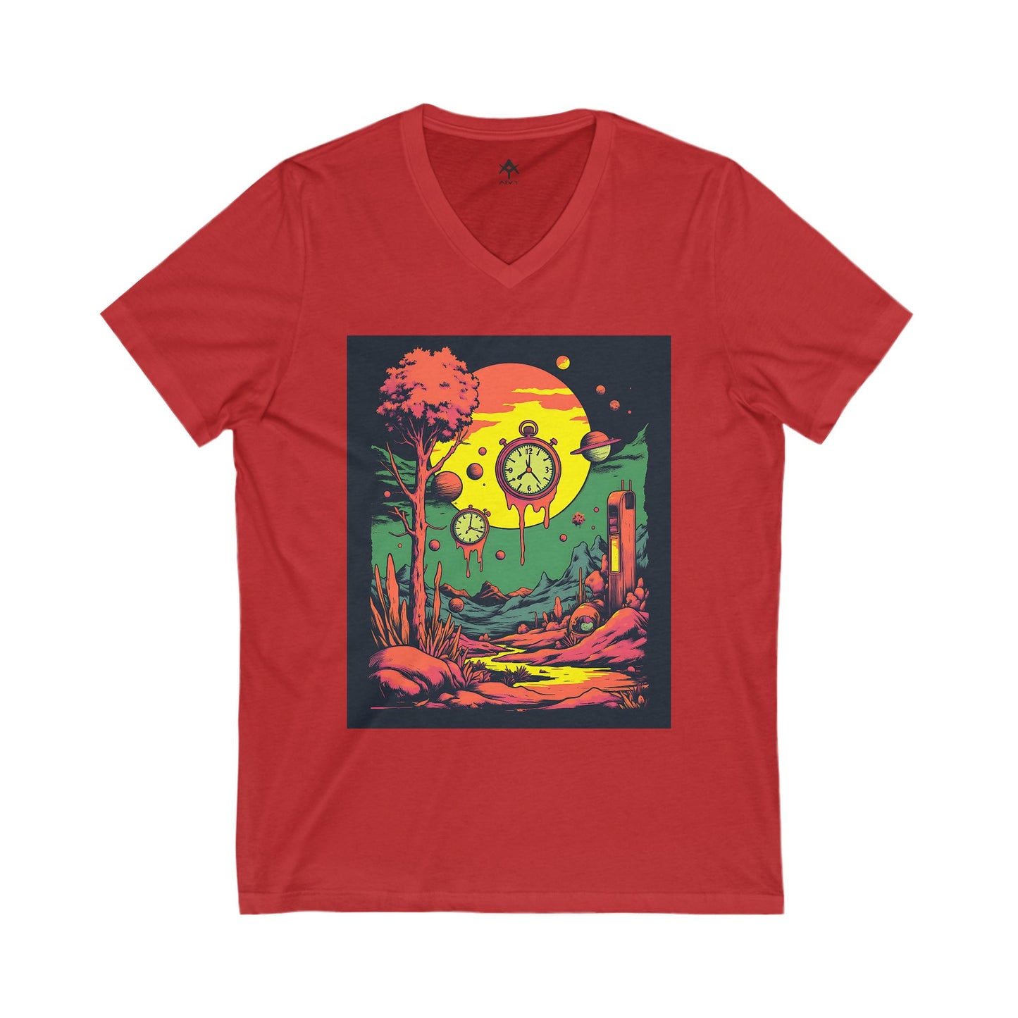 Unisex Jersey Short Sleeve V-Neck Tee | Surreal Dripping Geometry