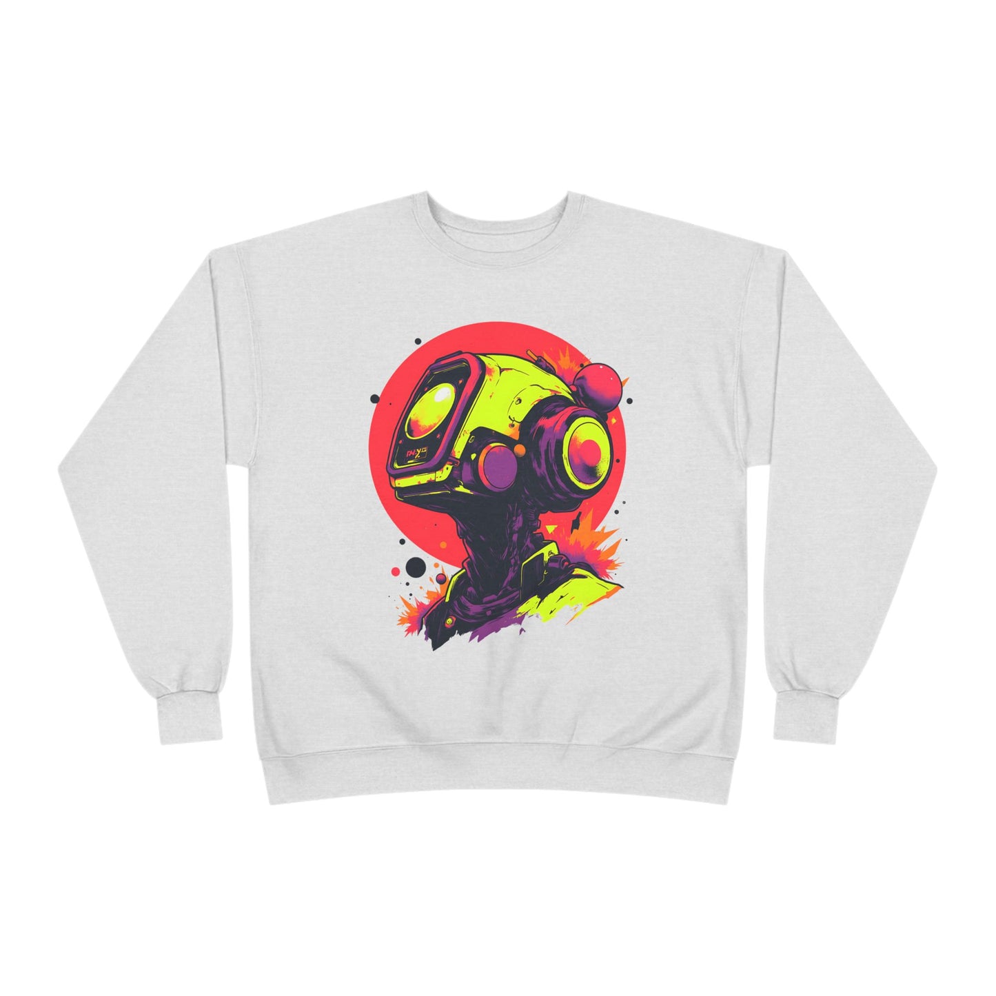 Unisex EcoSmart® Crewneck Sweatshirt | Y2K Abstract Robot T-Shirt Design