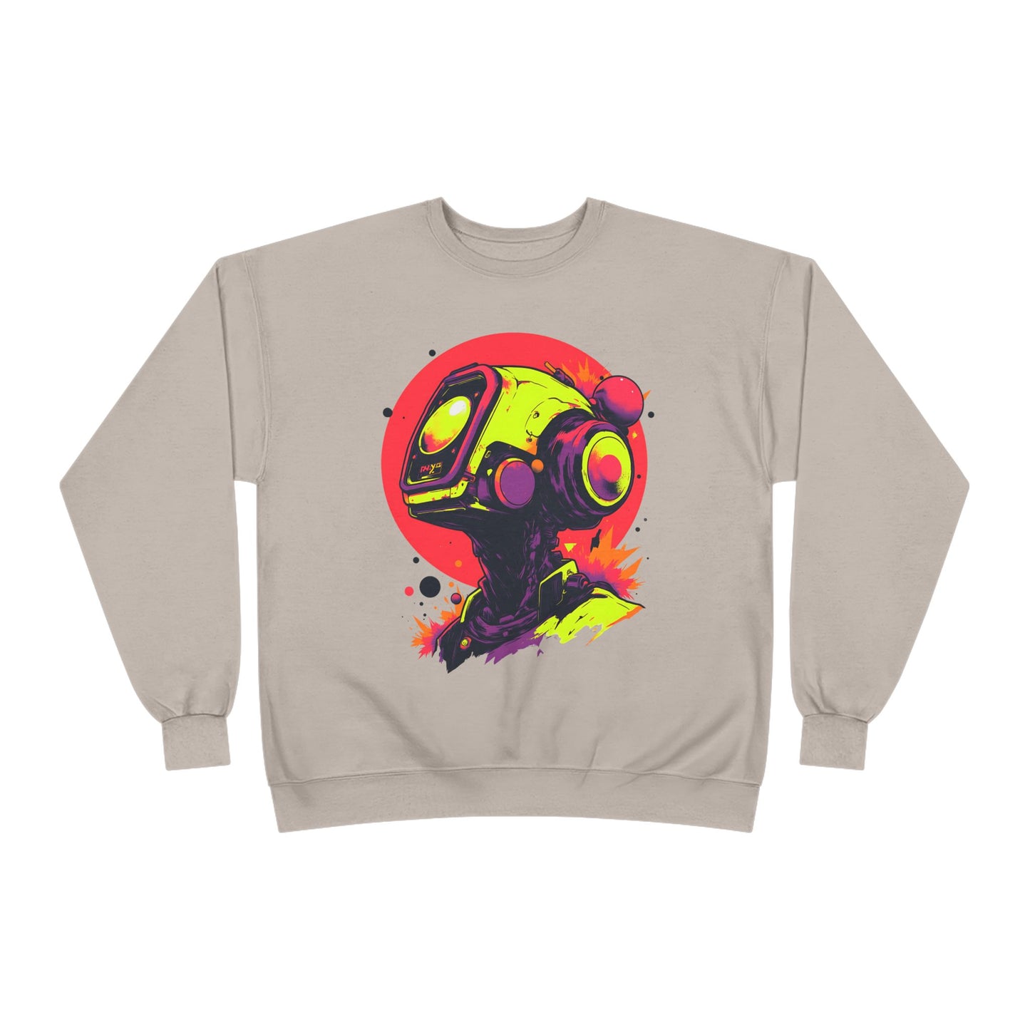 Unisex EcoSmart® Crewneck Sweatshirt | Y2K Abstract Robot T-Shirt Design