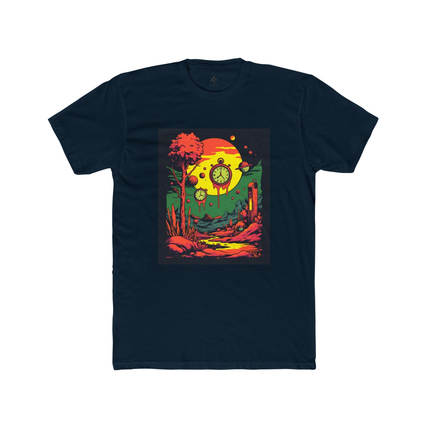 Unisex Cotton Crew Tee | Surreal Dripping Geometry