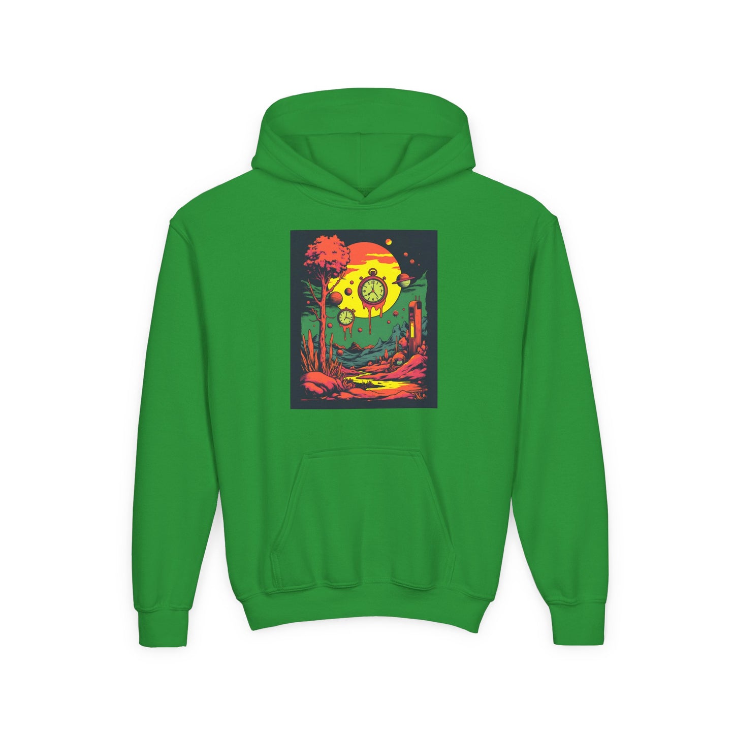 Youth Heavy Blend Hooded Sweatshirt | Surreal Dripping Geometry