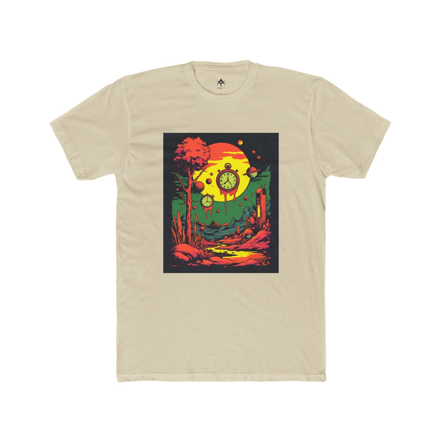 Unisex Cotton Crew Tee | Surreal Dripping Geometry