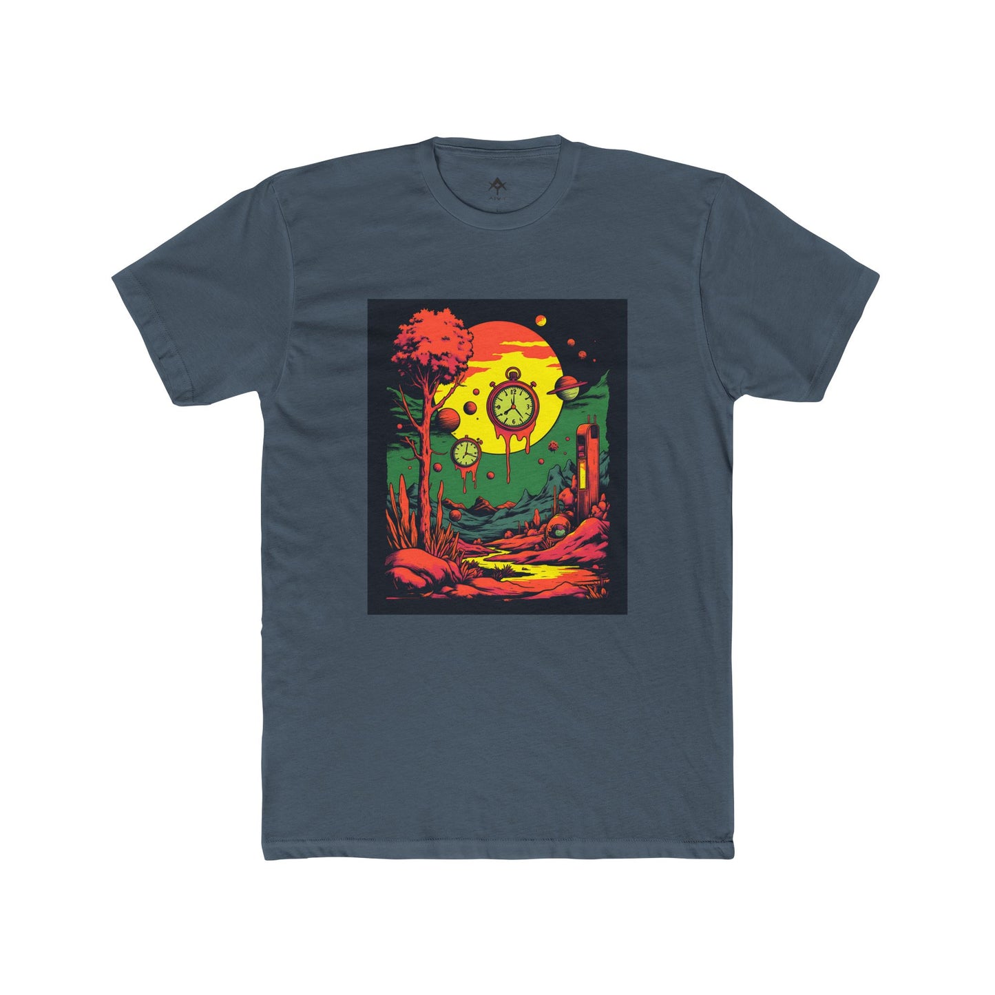 Unisex Cotton Crew Tee | Surreal Dripping Geometry