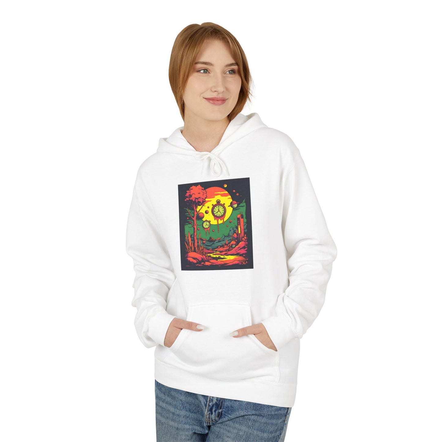 Unisex Midweight Softstyle Fleece Hoodie | Surreal Dripping Geometry