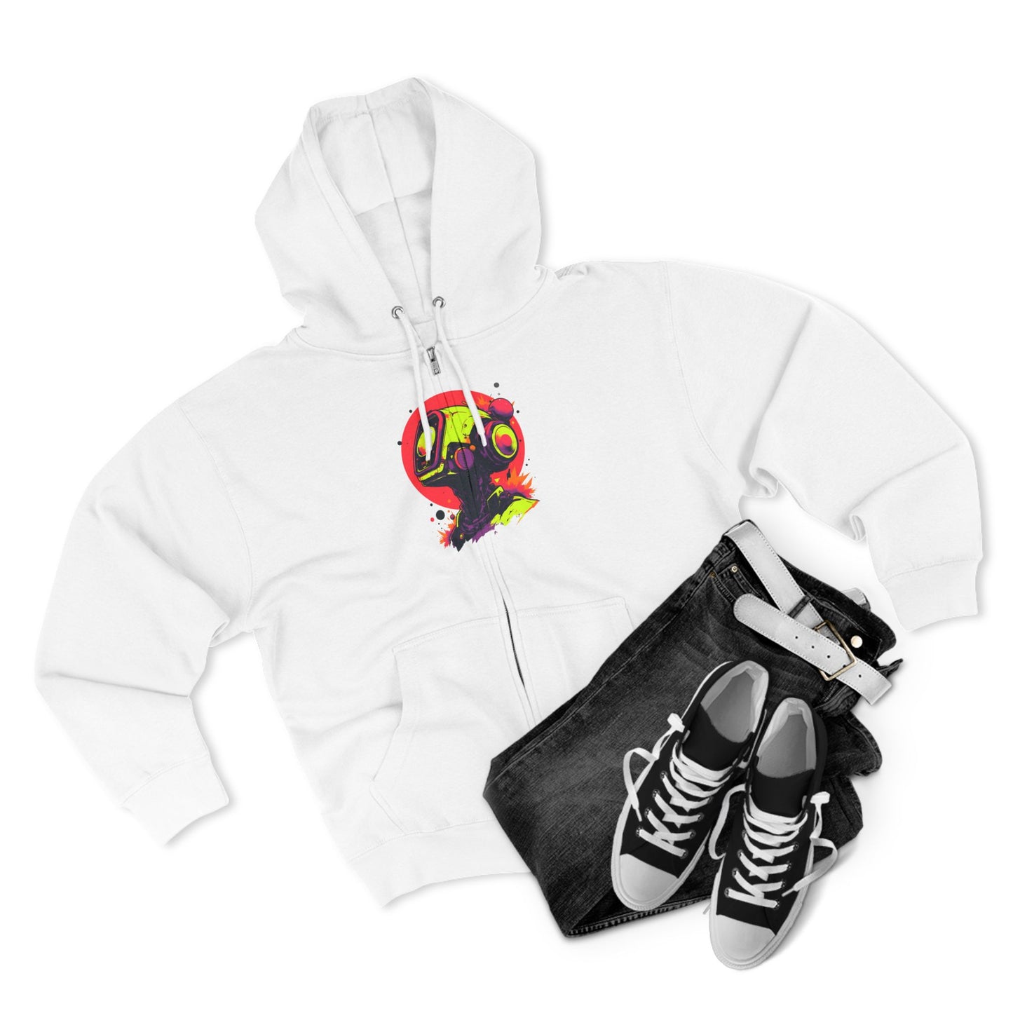 Unisex Zip Hoodie | Y2K Abstract Robot T-Shirt Design