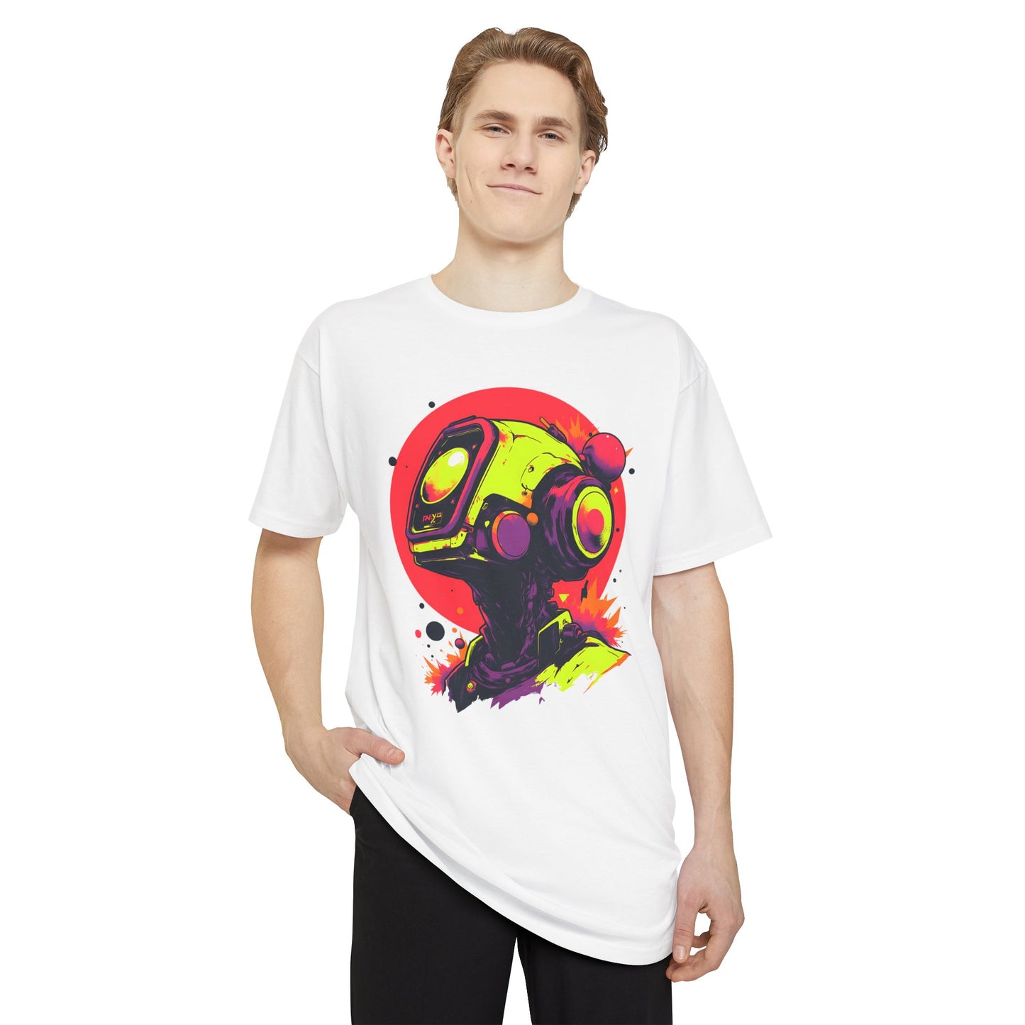 Unisex Long Body Urban Tee | Y2K Abstract Robot T-Shirt Design