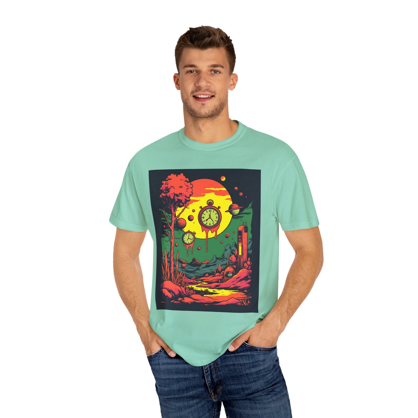 Unisex Garment-Dyed T-shirt | Surreal Dripping Geometry