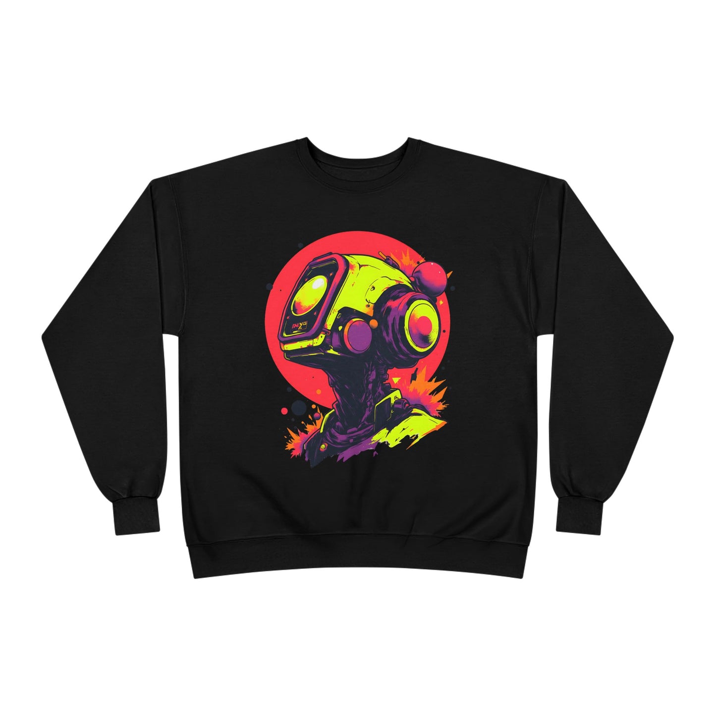 Unisex EcoSmart® Crewneck Sweatshirt | Y2K Abstract Robot T-Shirt Design