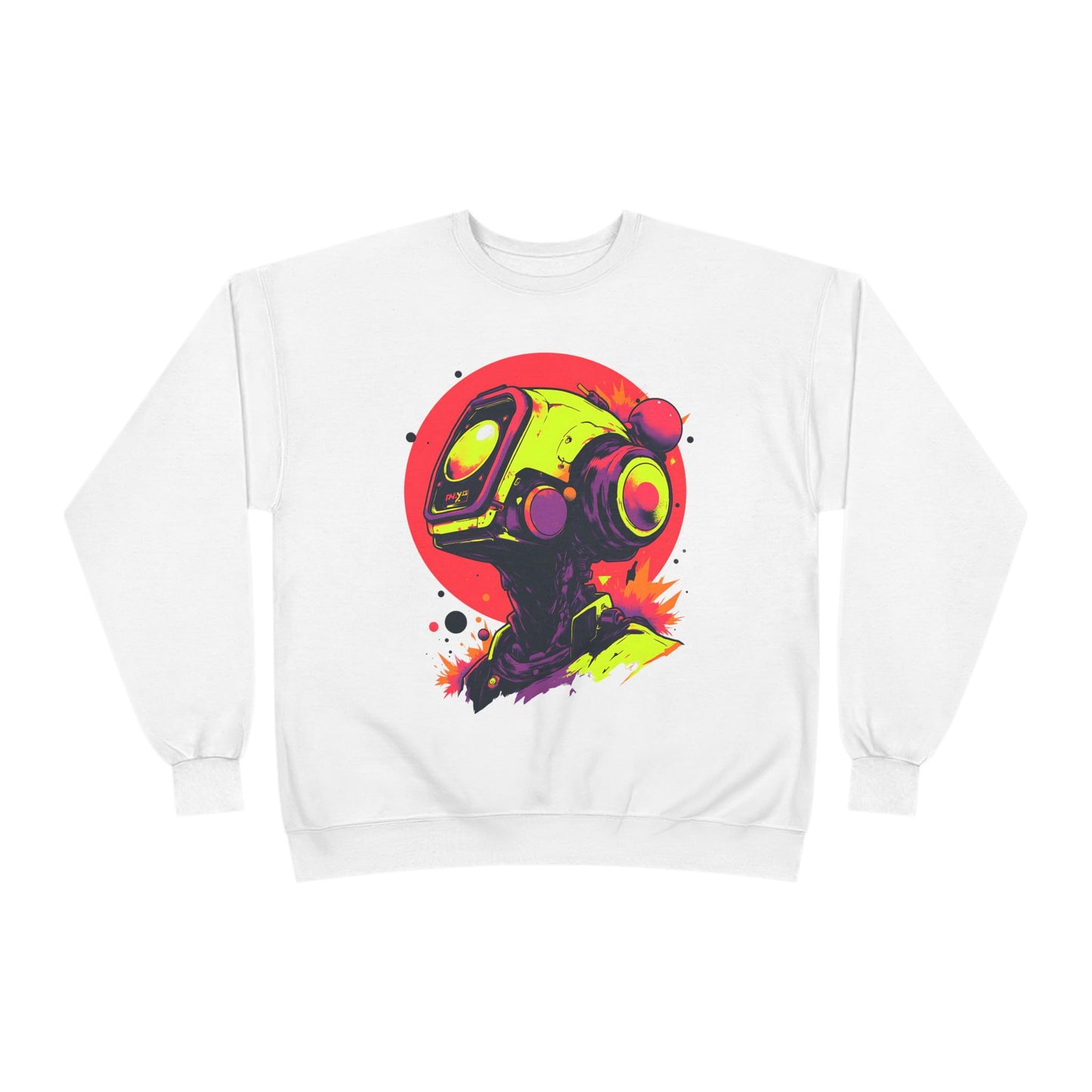Unisex EcoSmart® Crewneck Sweatshirt | Y2K Abstract Robot T-Shirt Design