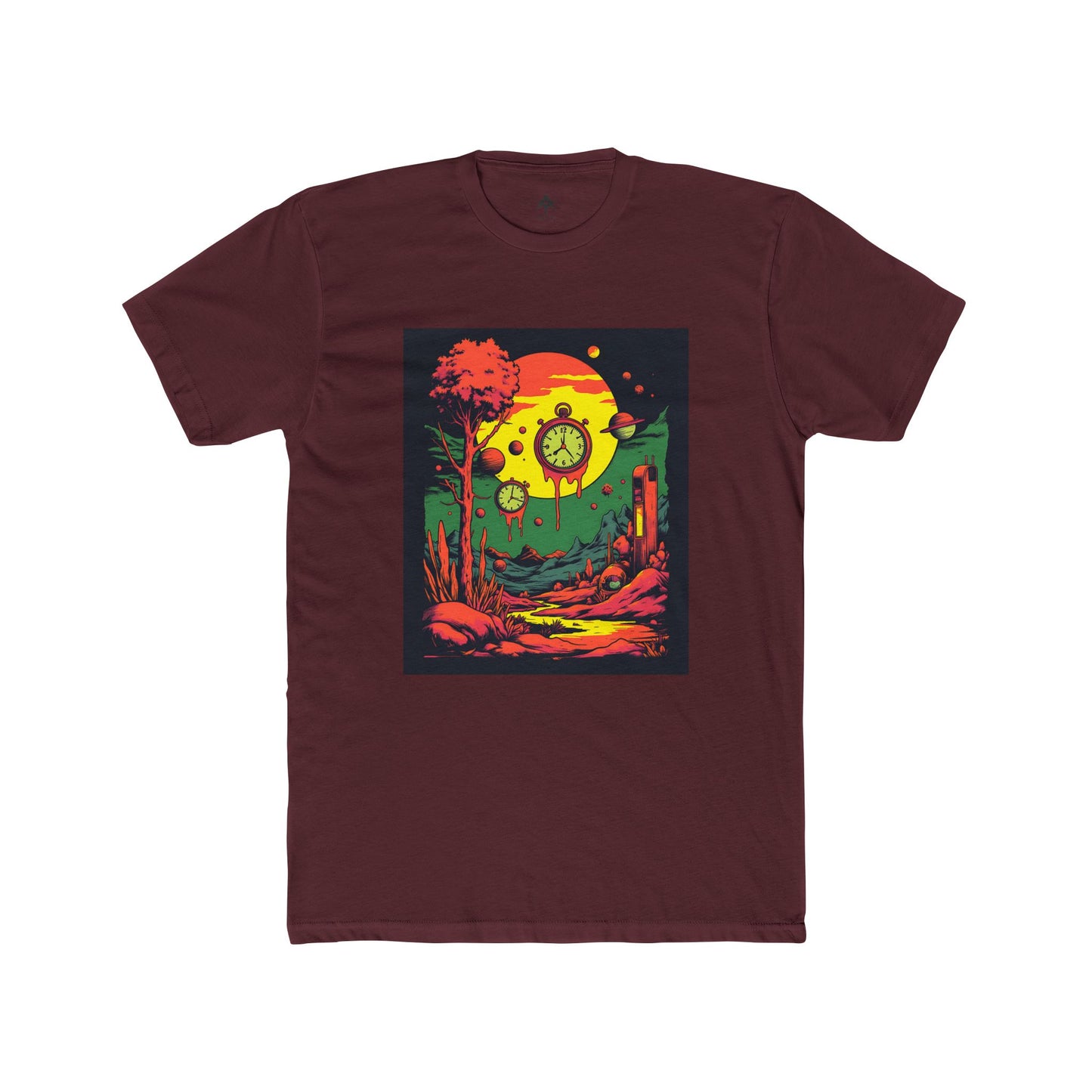 Unisex Cotton Crew Tee | Surreal Dripping Geometry