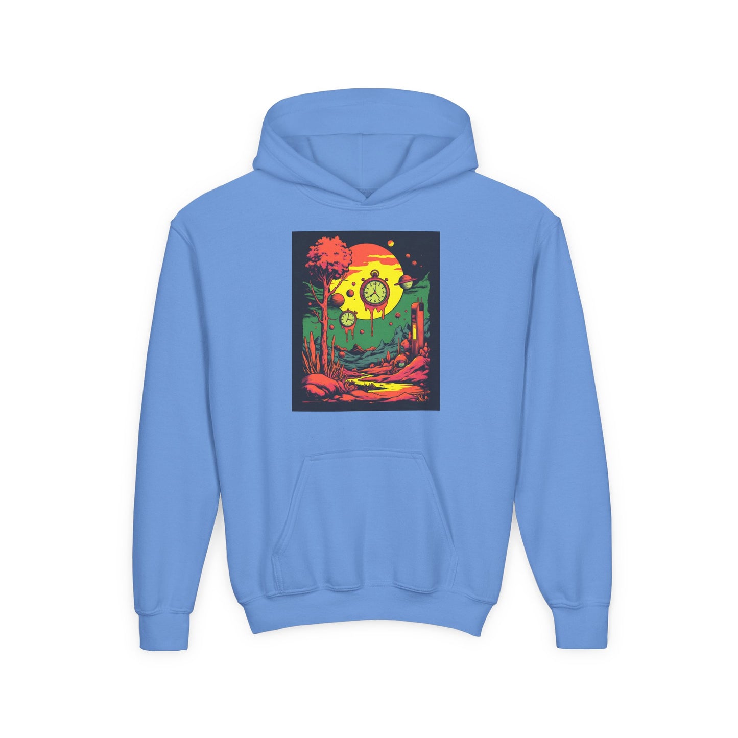 Youth Heavy Blend Hooded Sweatshirt | Surreal Dripping Geometry