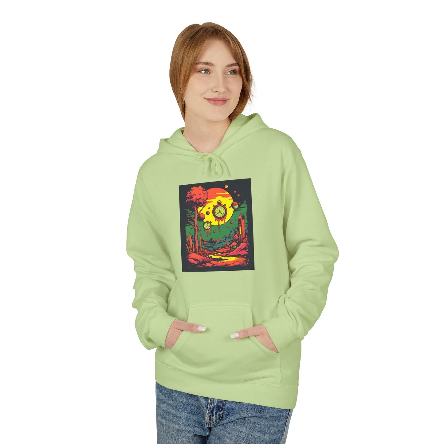 Unisex Midweight Softstyle Fleece Hoodie | Surreal Dripping Geometry