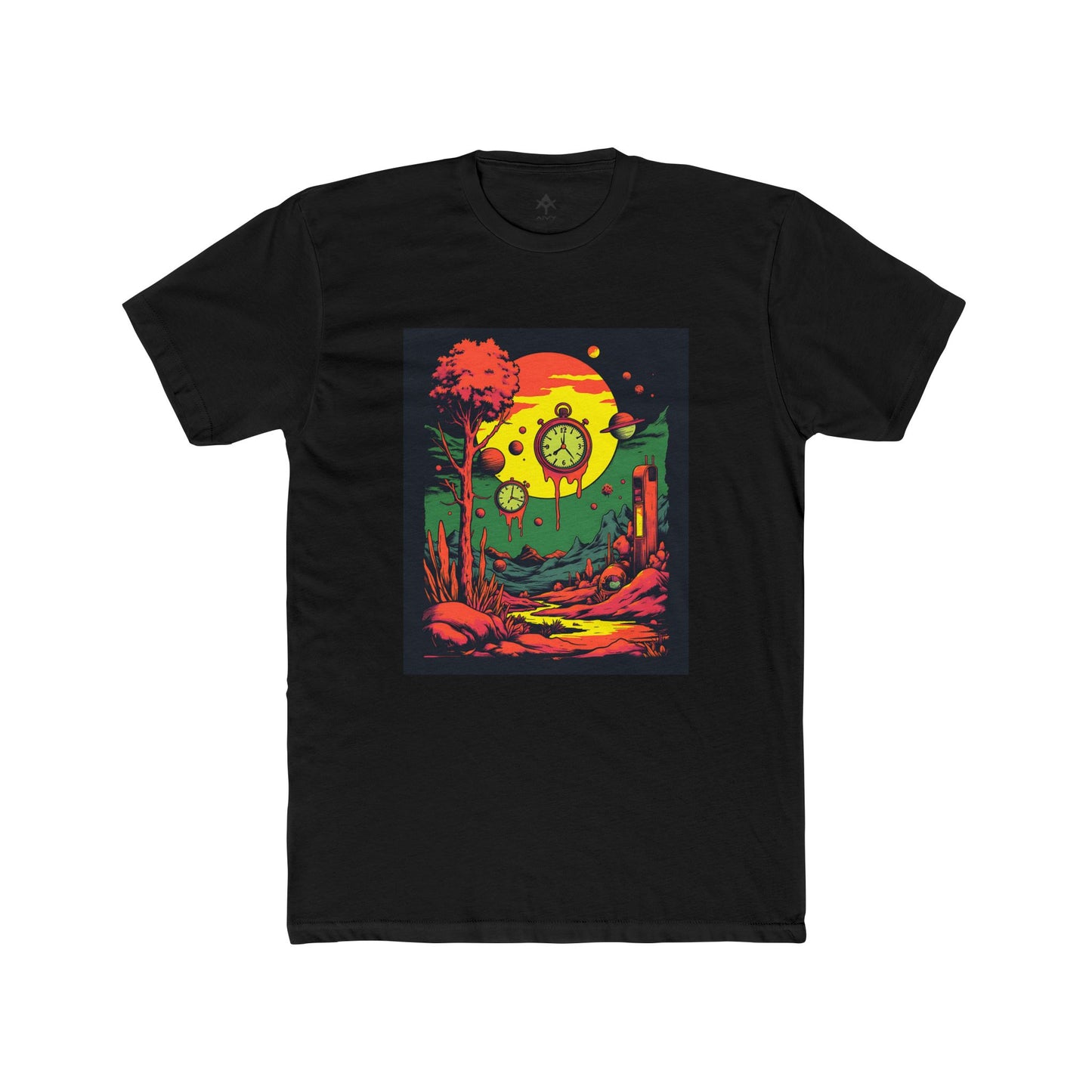 Unisex Cotton Crew Tee | Surreal Dripping Geometry