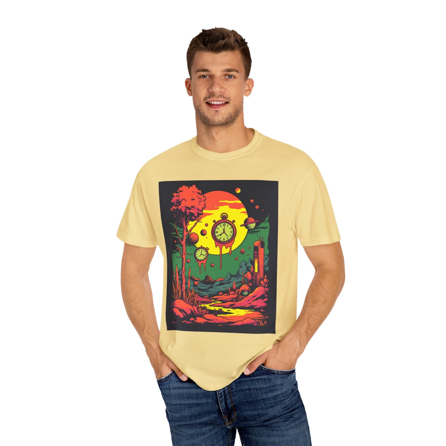 Unisex Garment-Dyed T-shirt | Surreal Dripping Geometry