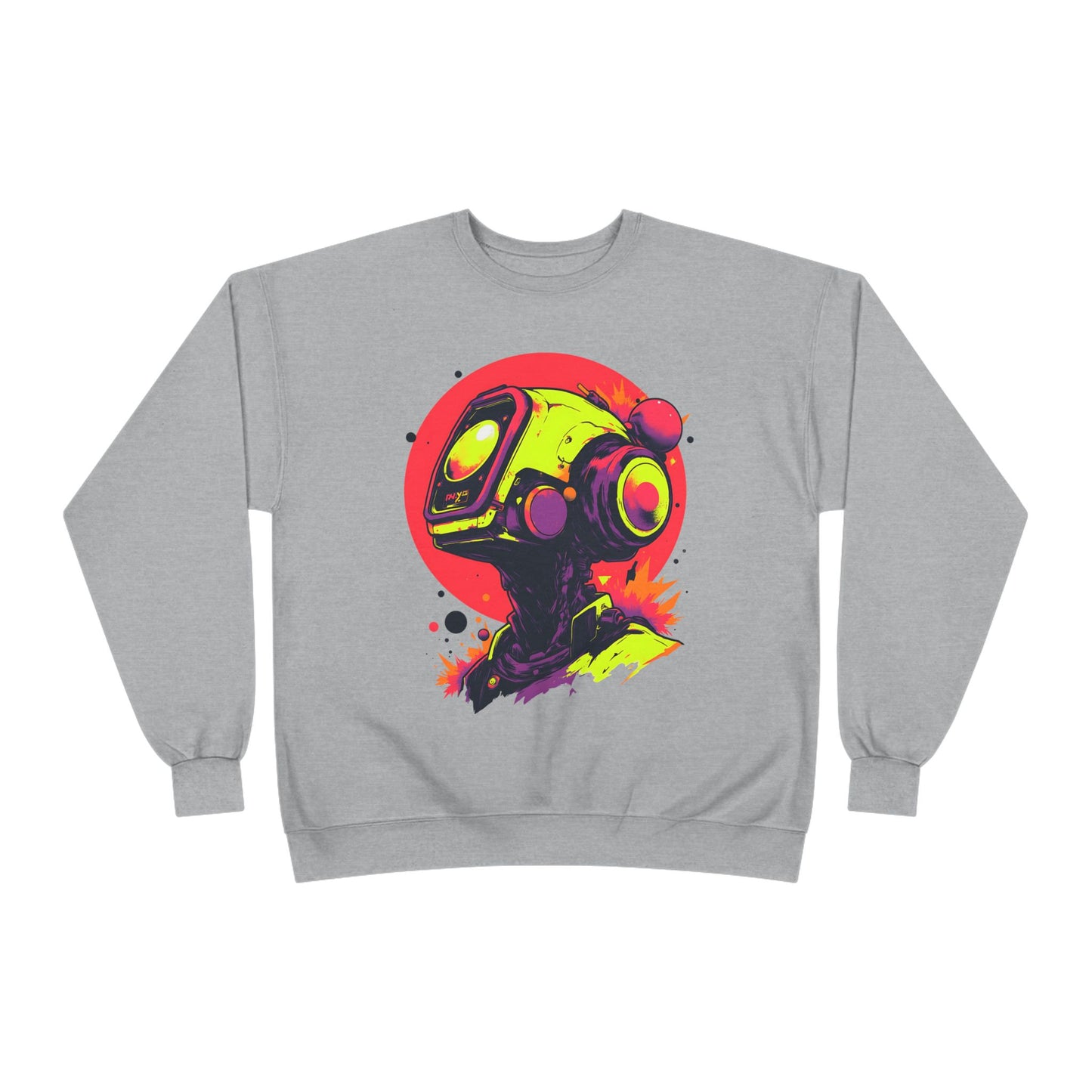 Unisex EcoSmart® Crewneck Sweatshirt | Y2K Abstract Robot T-Shirt Design
