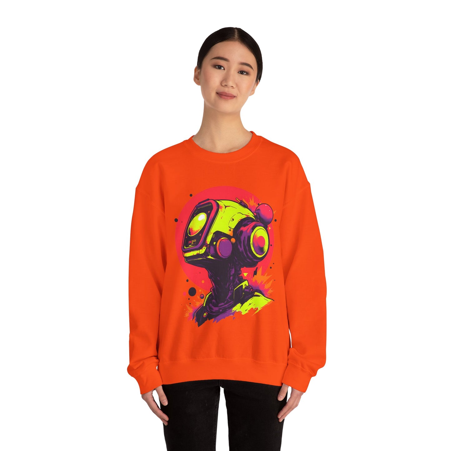 Unisex Heavy Blend™ Crewneck Sweatshirt | Y2K Abstract Robot T-Shirt Design