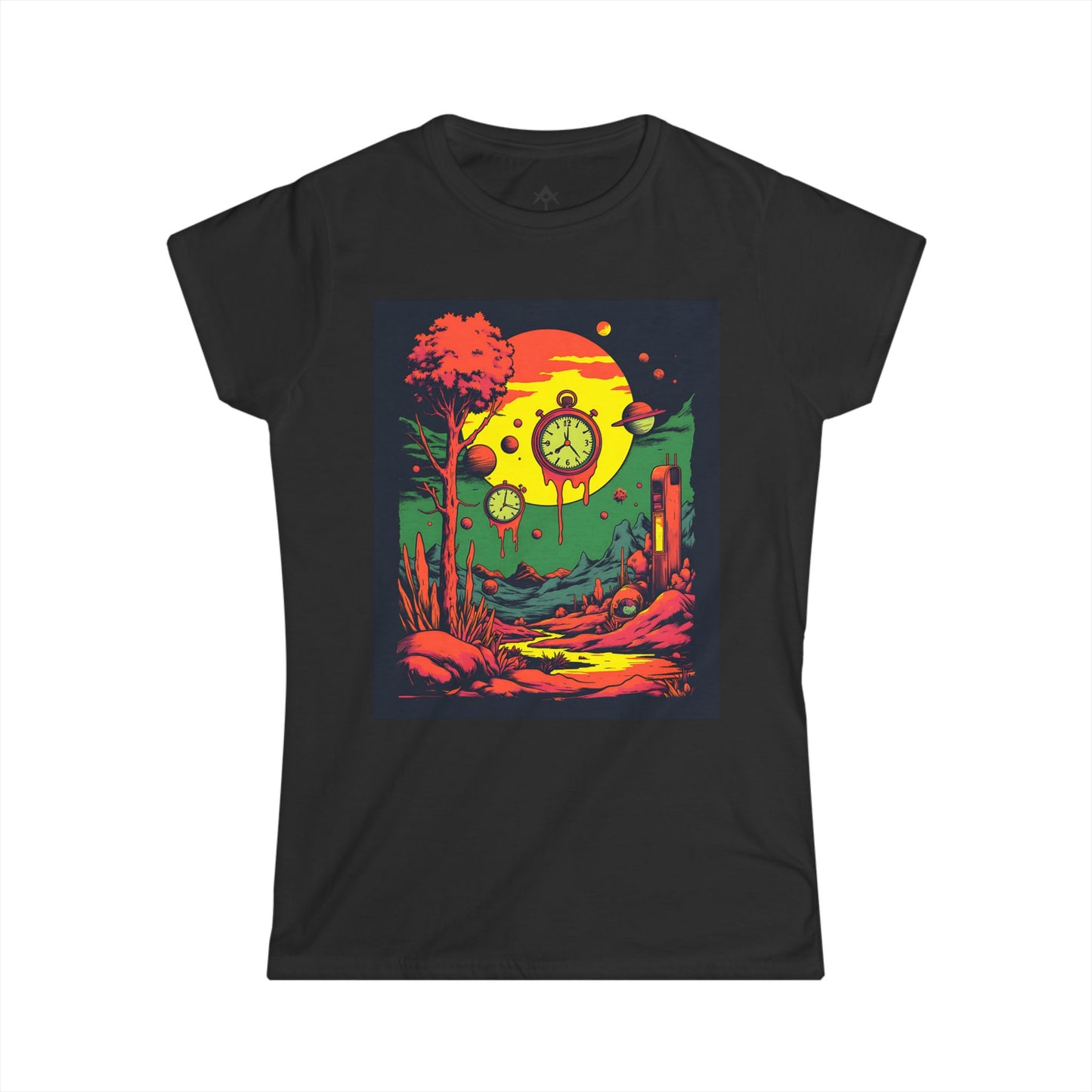 Women's Softstyle Tee | Surreal Dripping Geometry